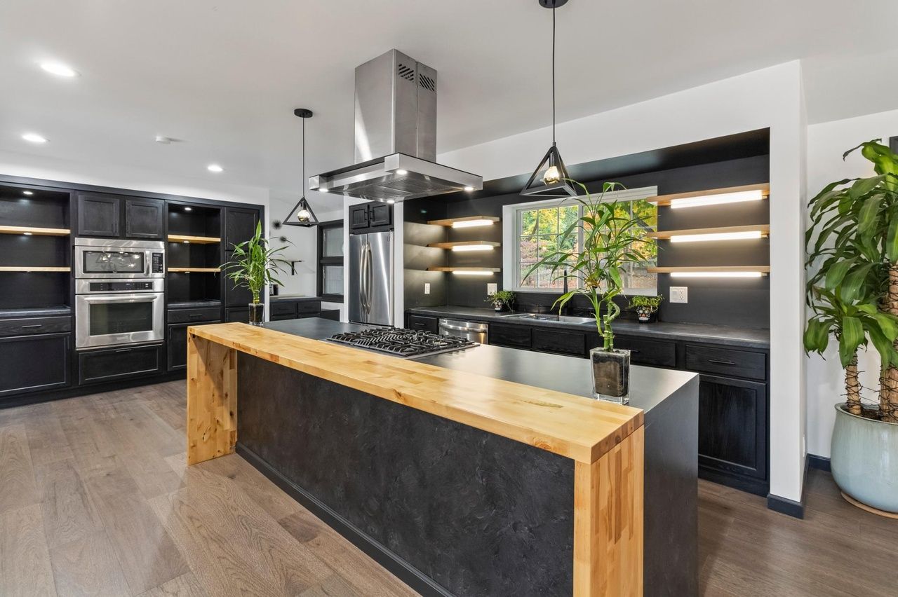 sleek modern kitchen with hibachi style island