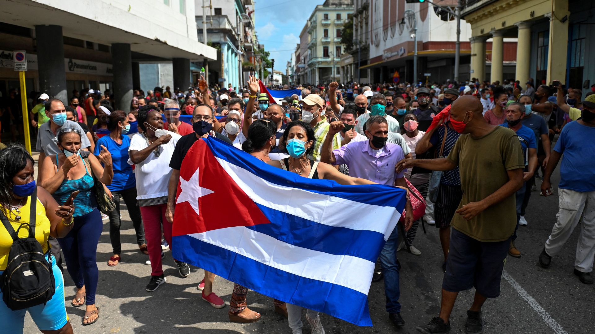 Protesters in Havana