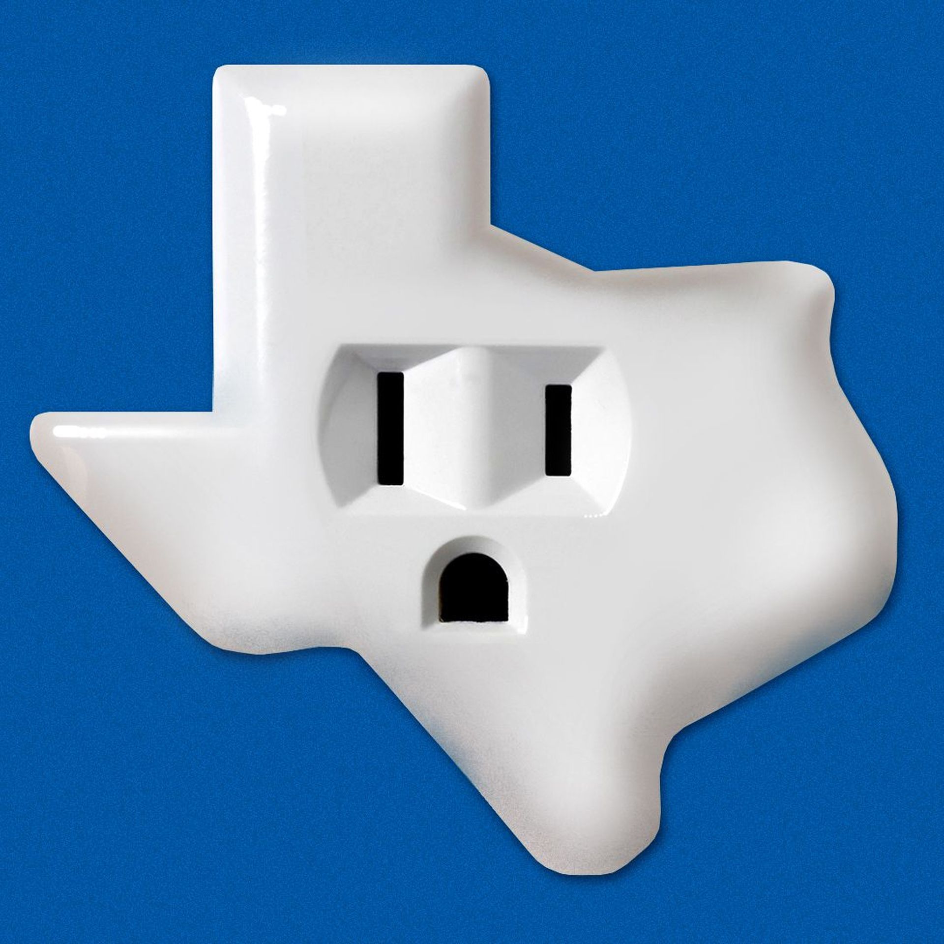 Illustration of a Texas-shaped power outlet