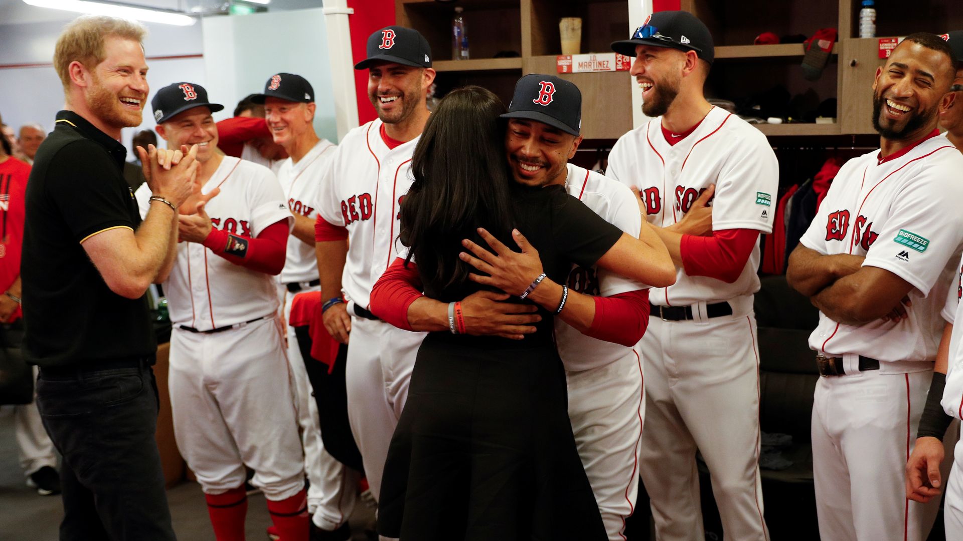 Meghan Markle hugging Mookie Betts
