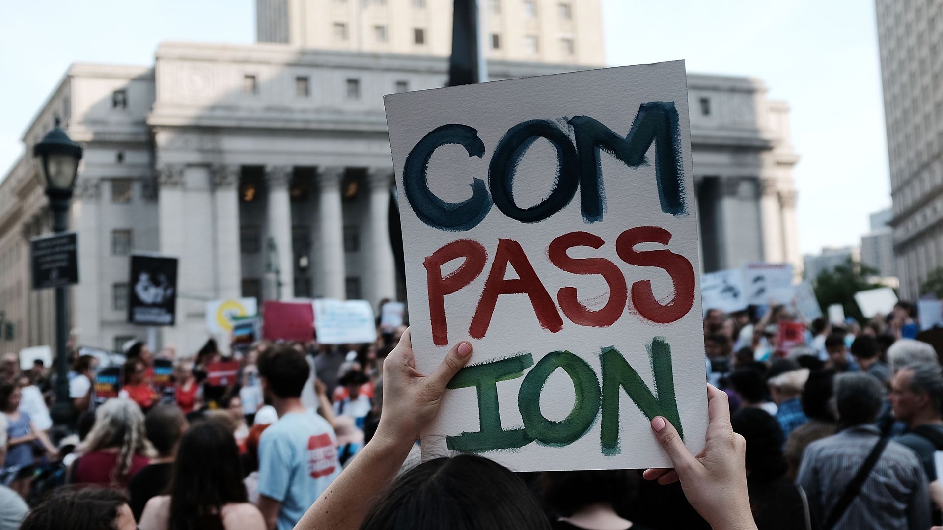 Protesters with signs in New York on June 1