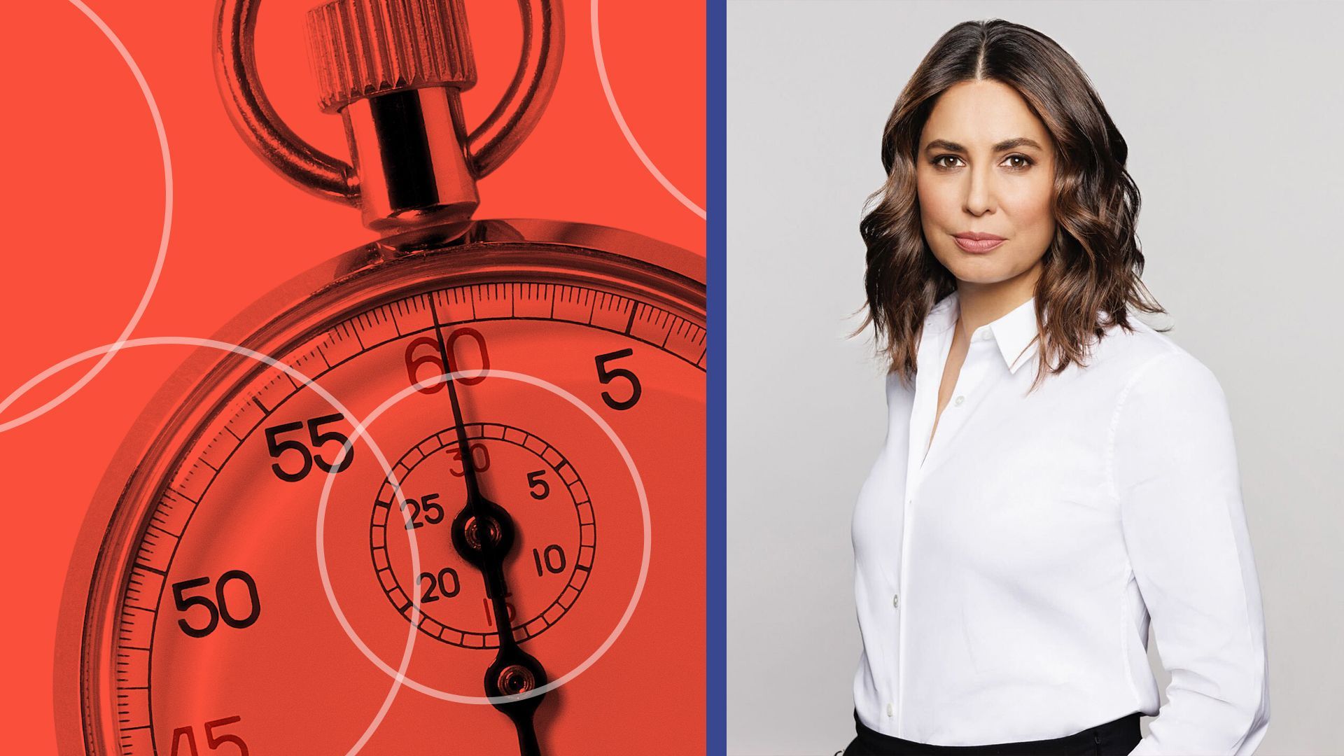 Photo Illustration of Cecilia Vega with stopwatch imagery