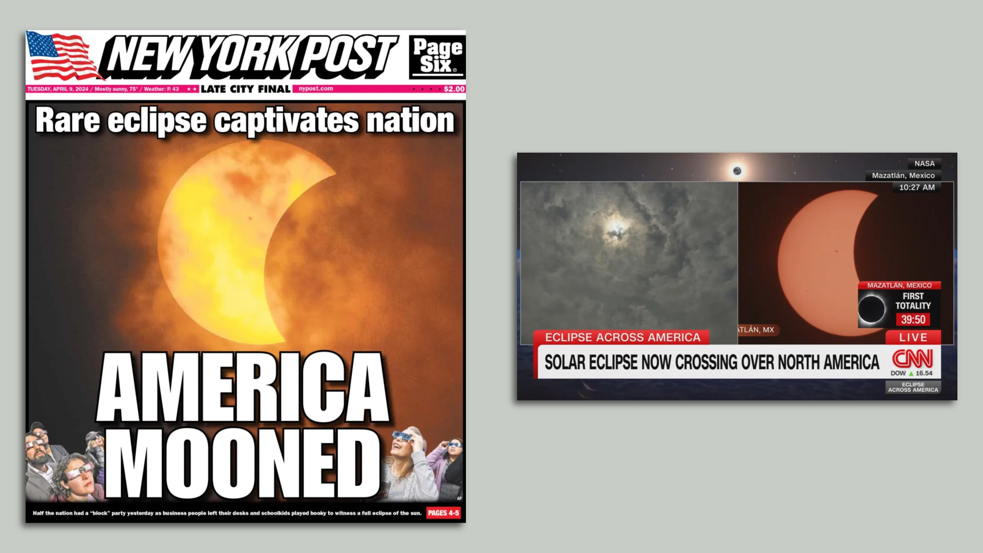 New York Post cover + CNN covers eclipse