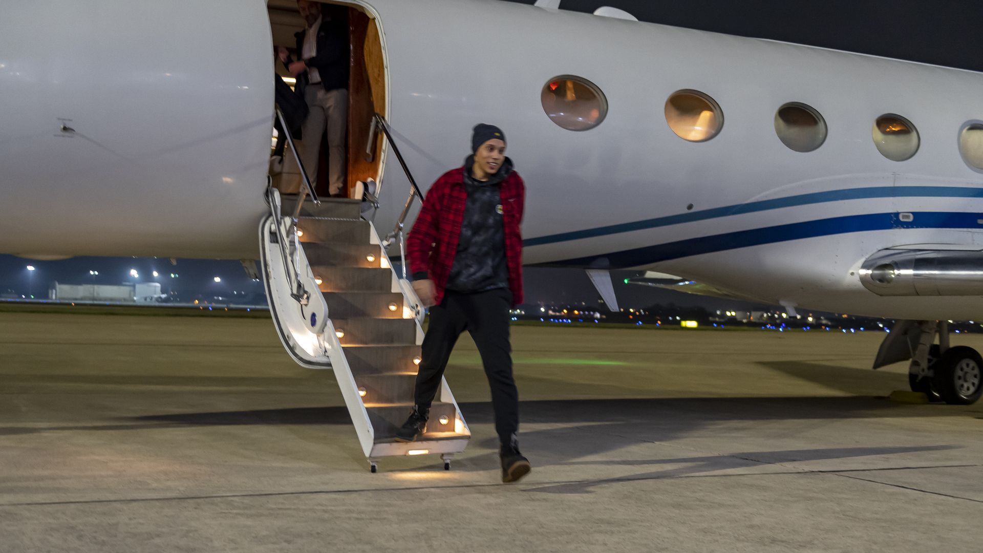 Brittney Griner arrives in the U.S. after being imprisoned in Russia.