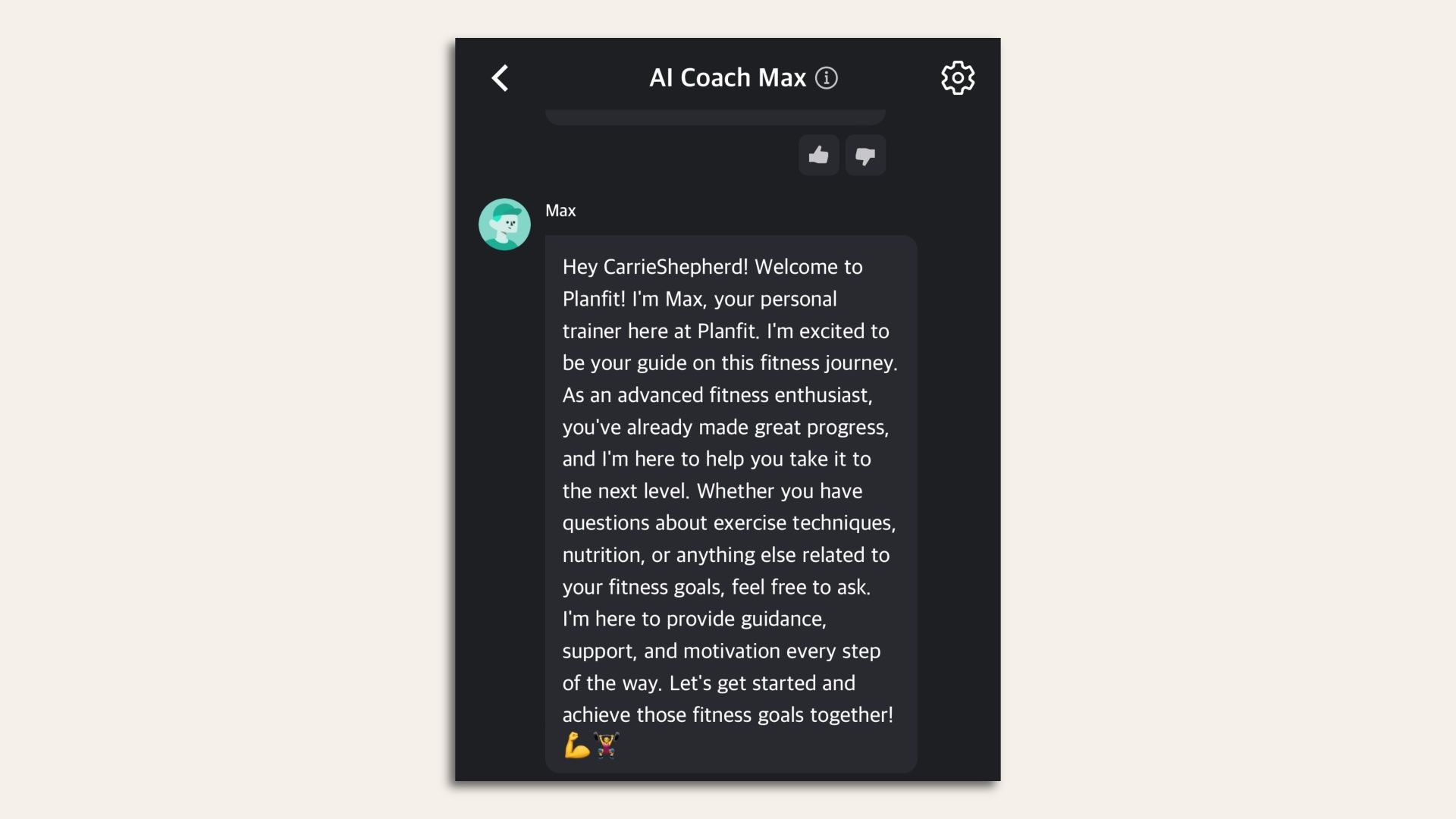 Screenshot of a message in an app on a phone.