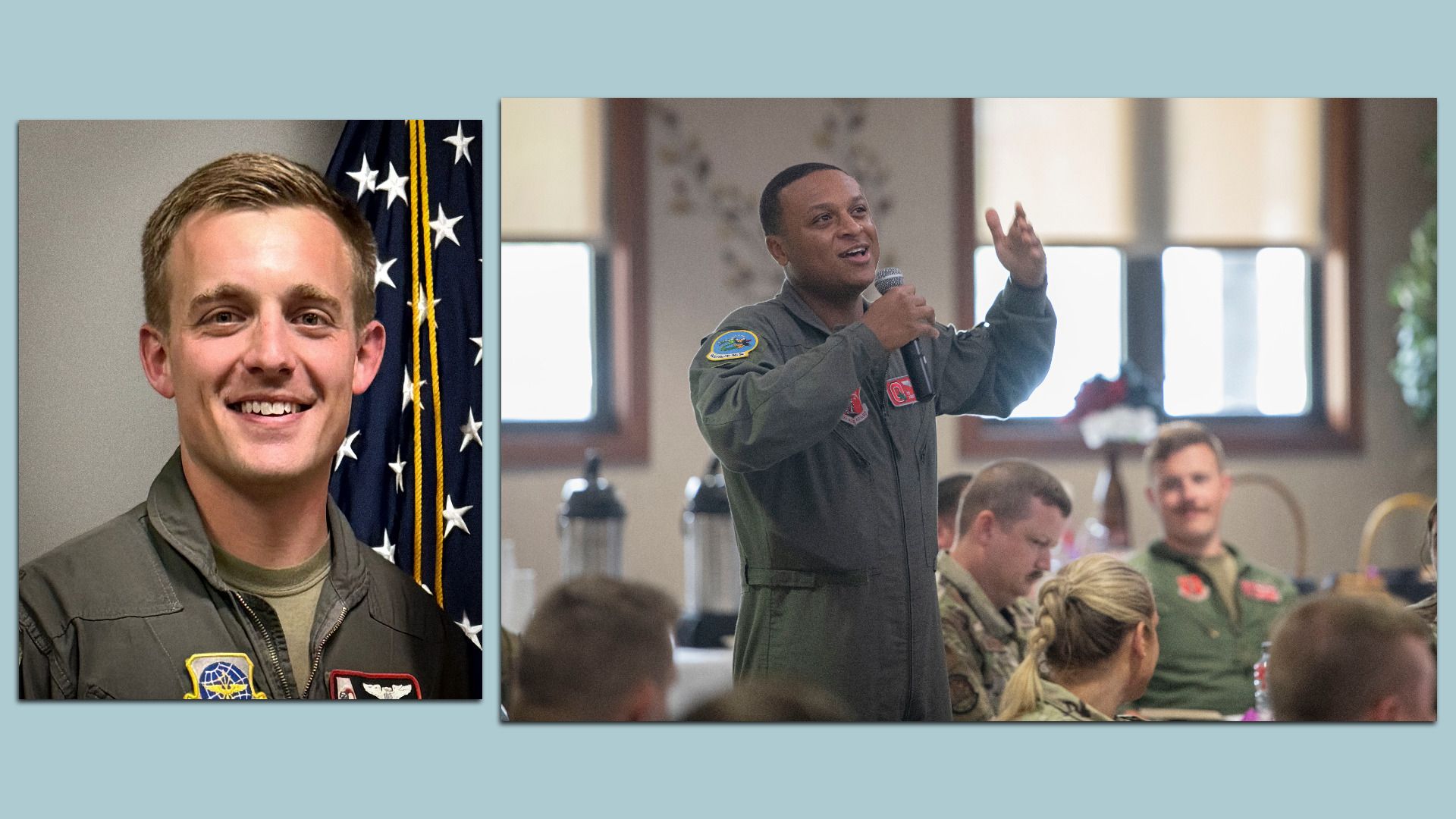 Left: Air Force Major Alex Klinner. Right: U.S. Air Force Tech. Sgt. Tyler Simmons. Photos via AP