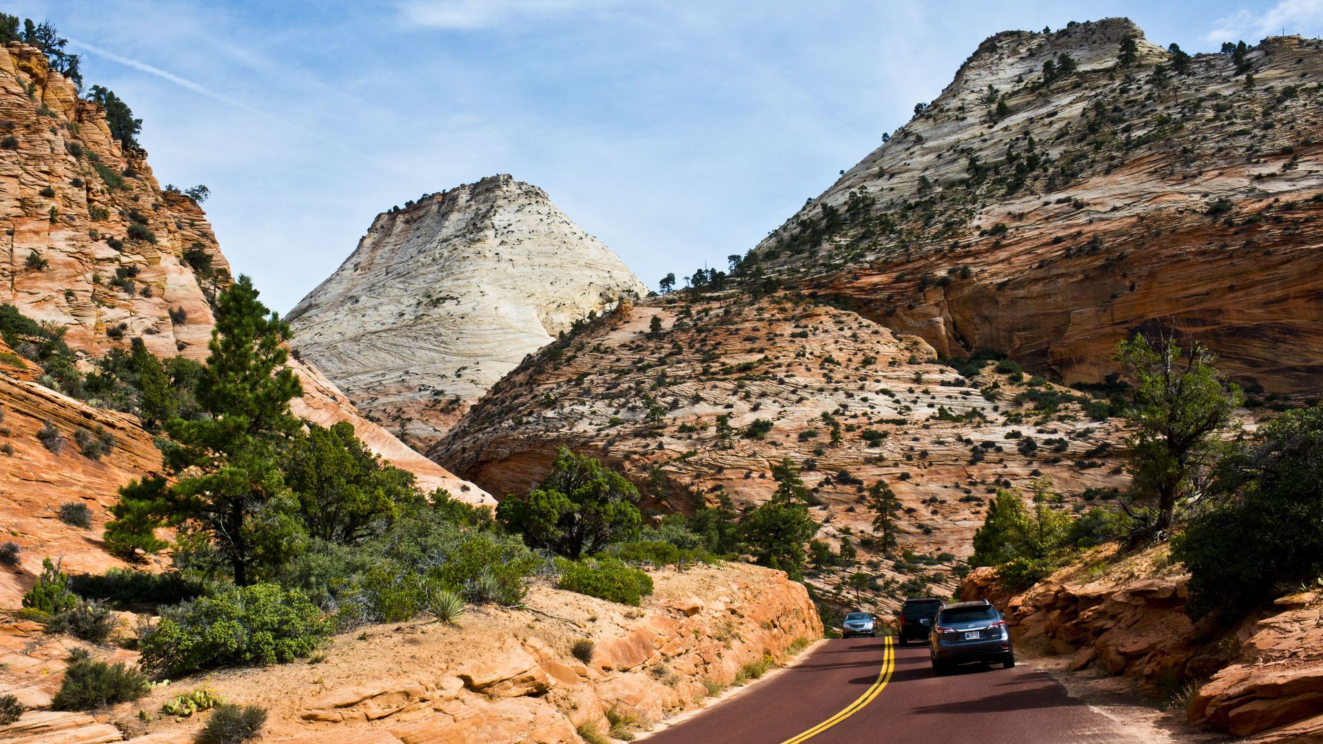 North America, USA, Utah, Zion National Park. Zion Mount Caramel Canyon Scenic Drive, Checkerboard Mesa.