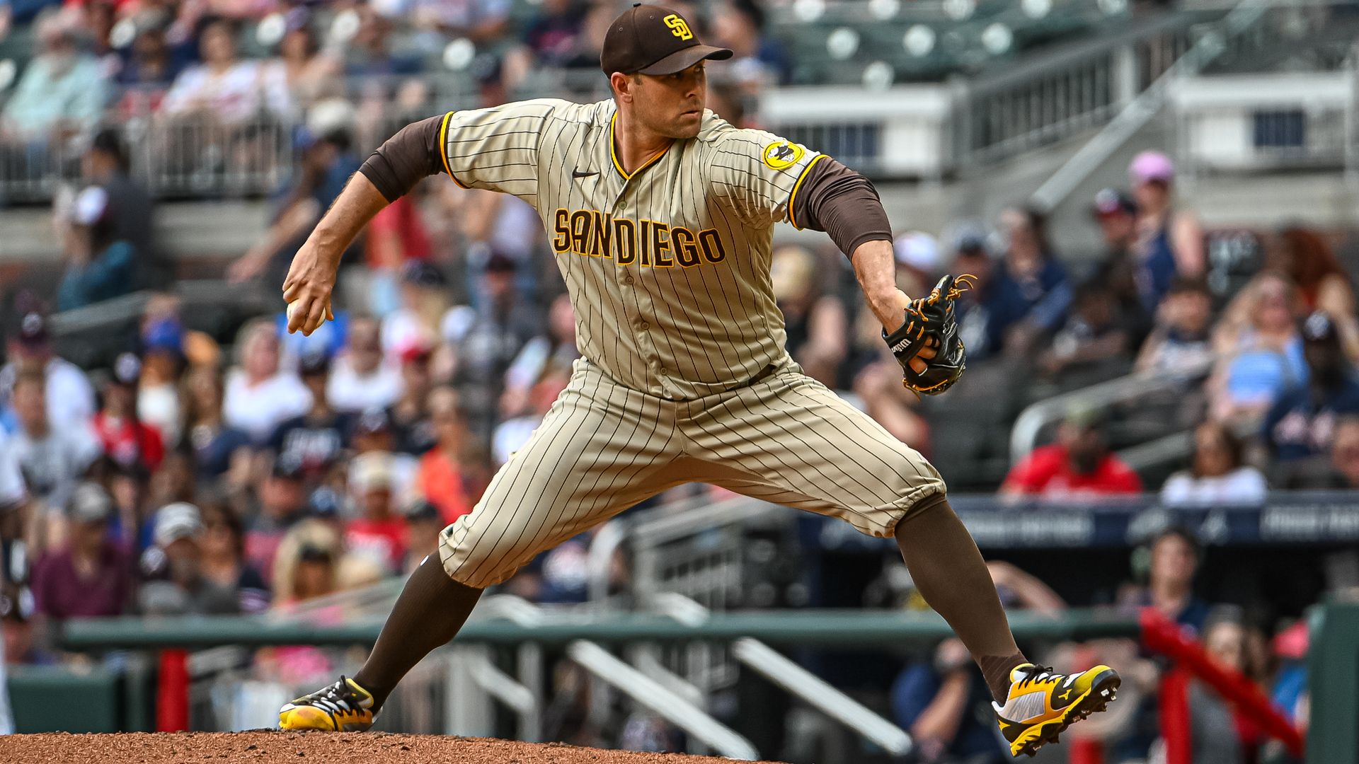 San Diego Padres pitcher Craig Stammen prepares to throw on the mound.