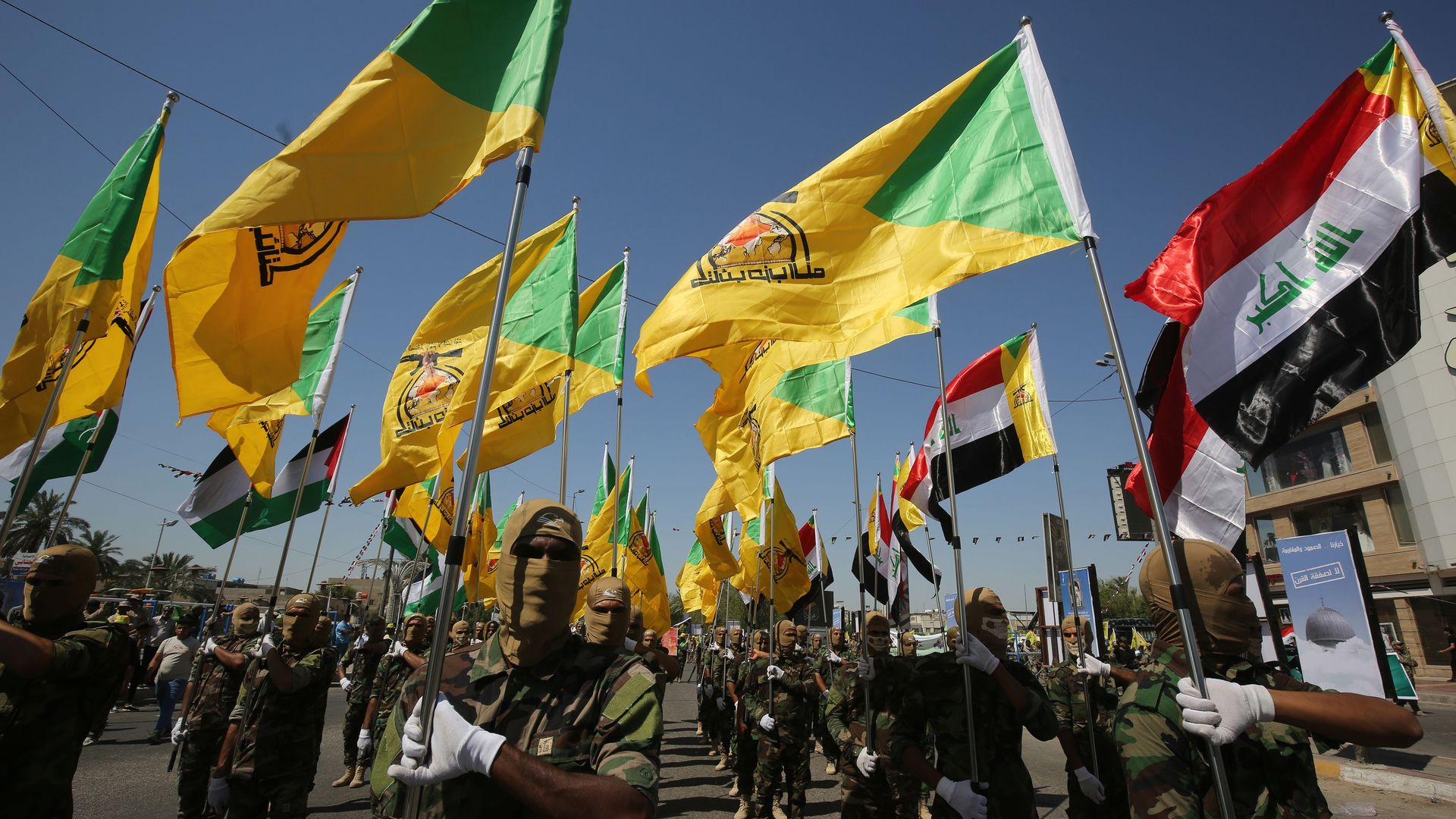 Iraqi Shiite fighters from the Iran-backed armed group Hezbollah