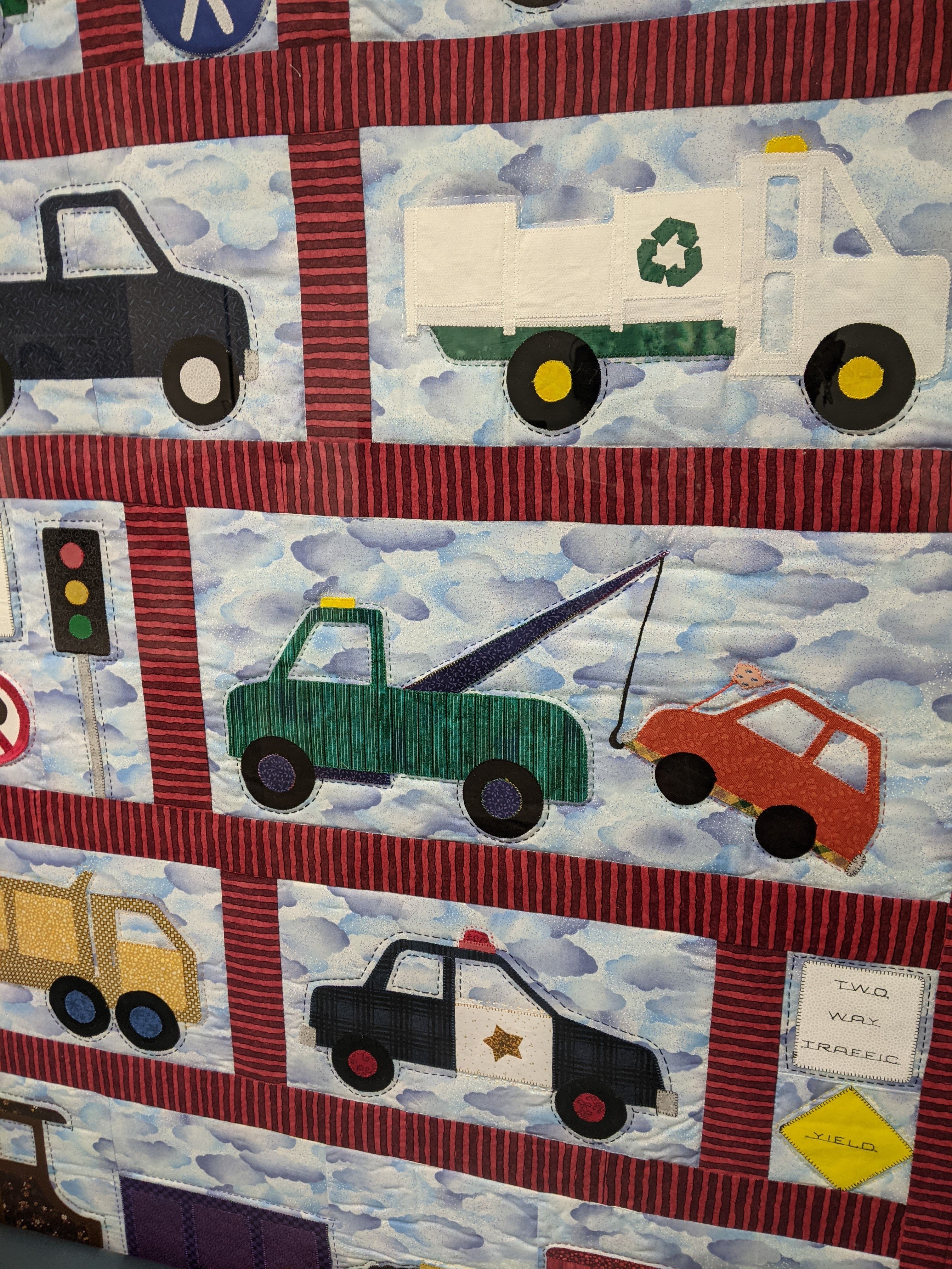 Close-up of a quilt in Dr. Avis Day's examination room.