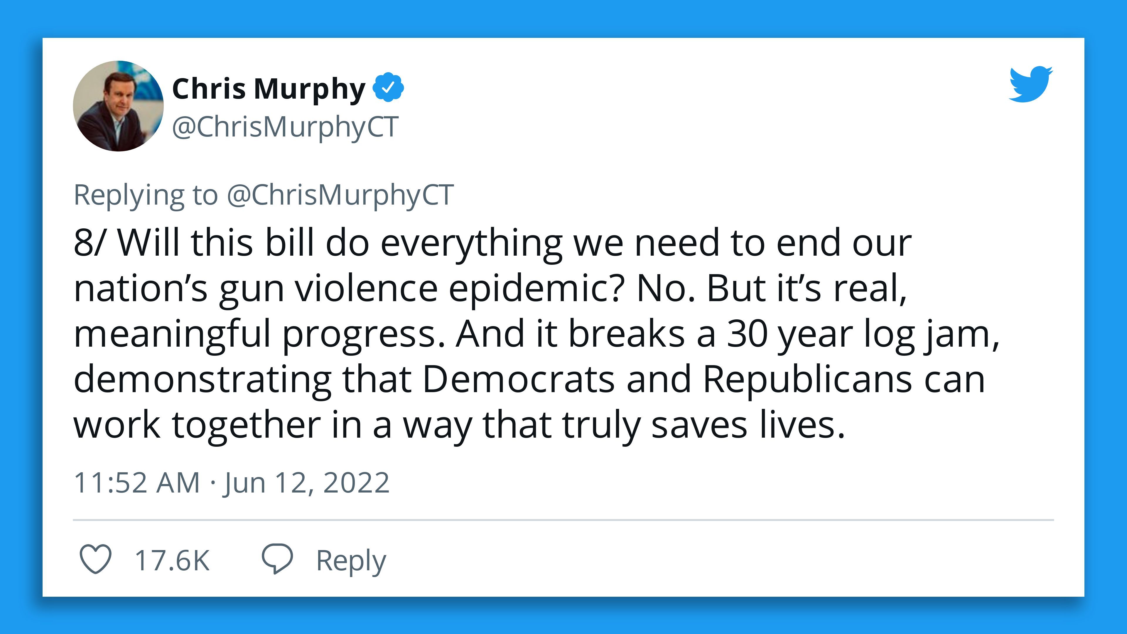Chris Murphy tweet about gun safety deal