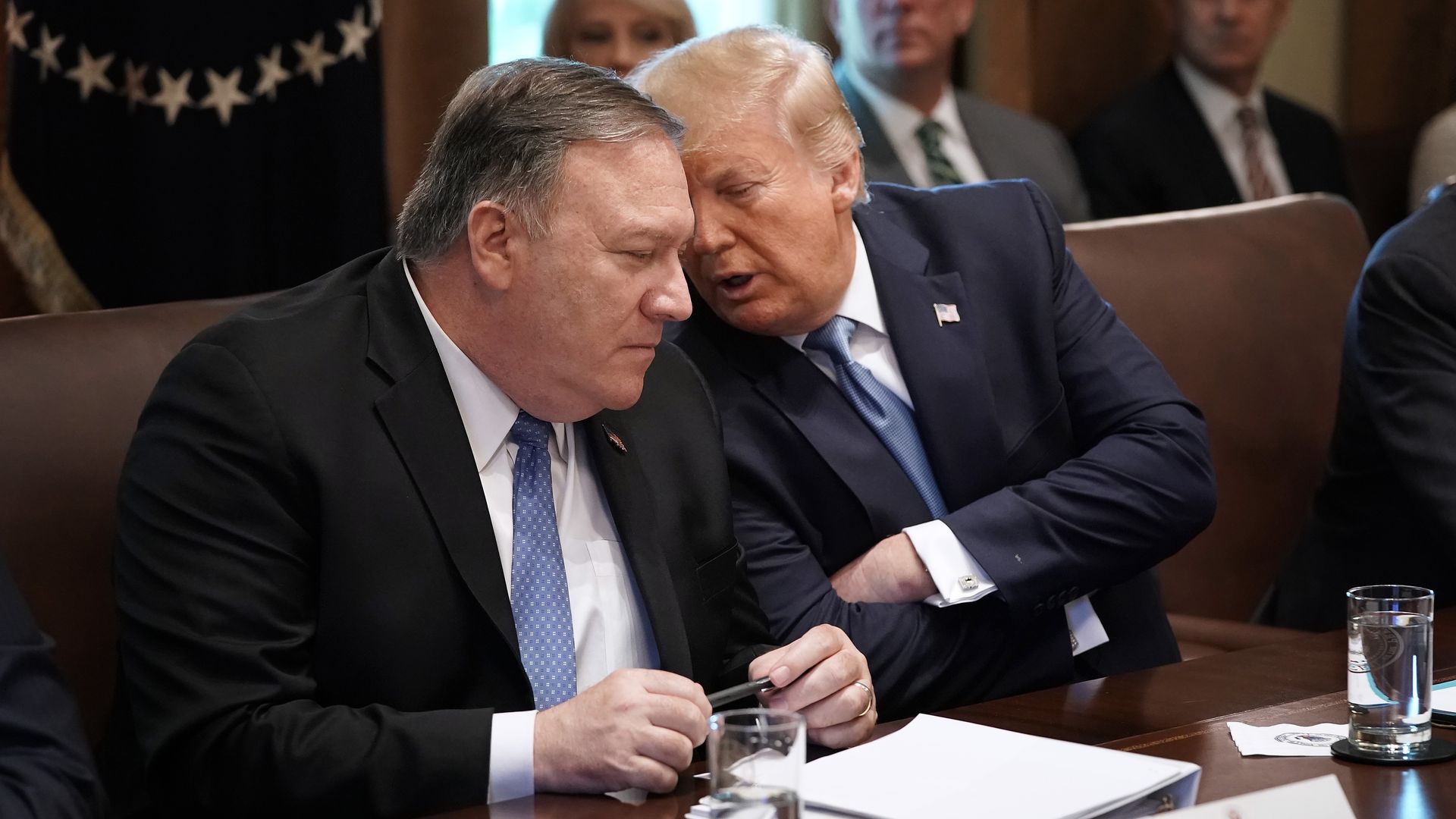 President Trump speaking with Sec. of State Mike Pompeo