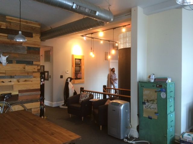 upstairs office plaid penguin