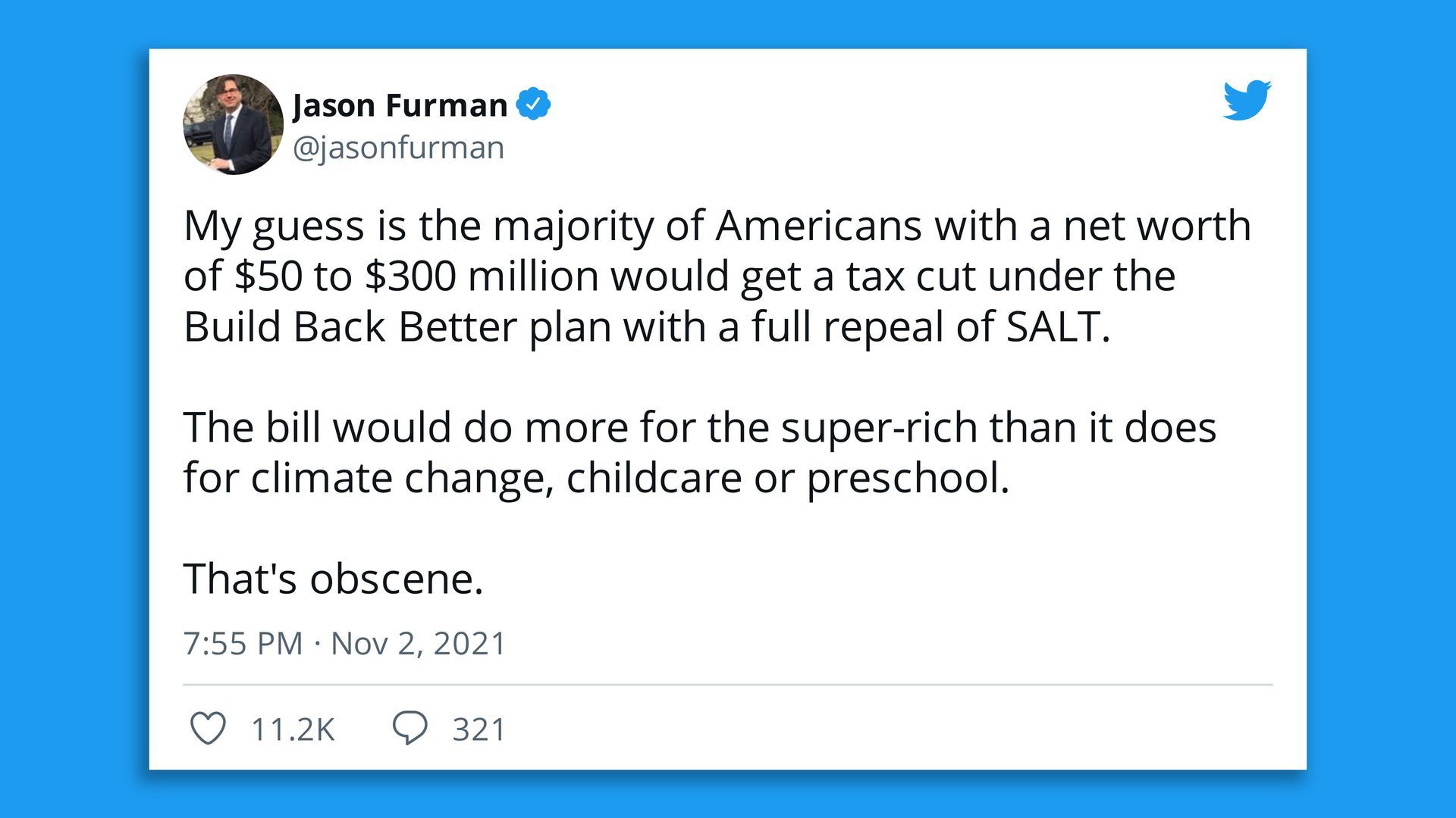 Jason Furman tweet about SALT