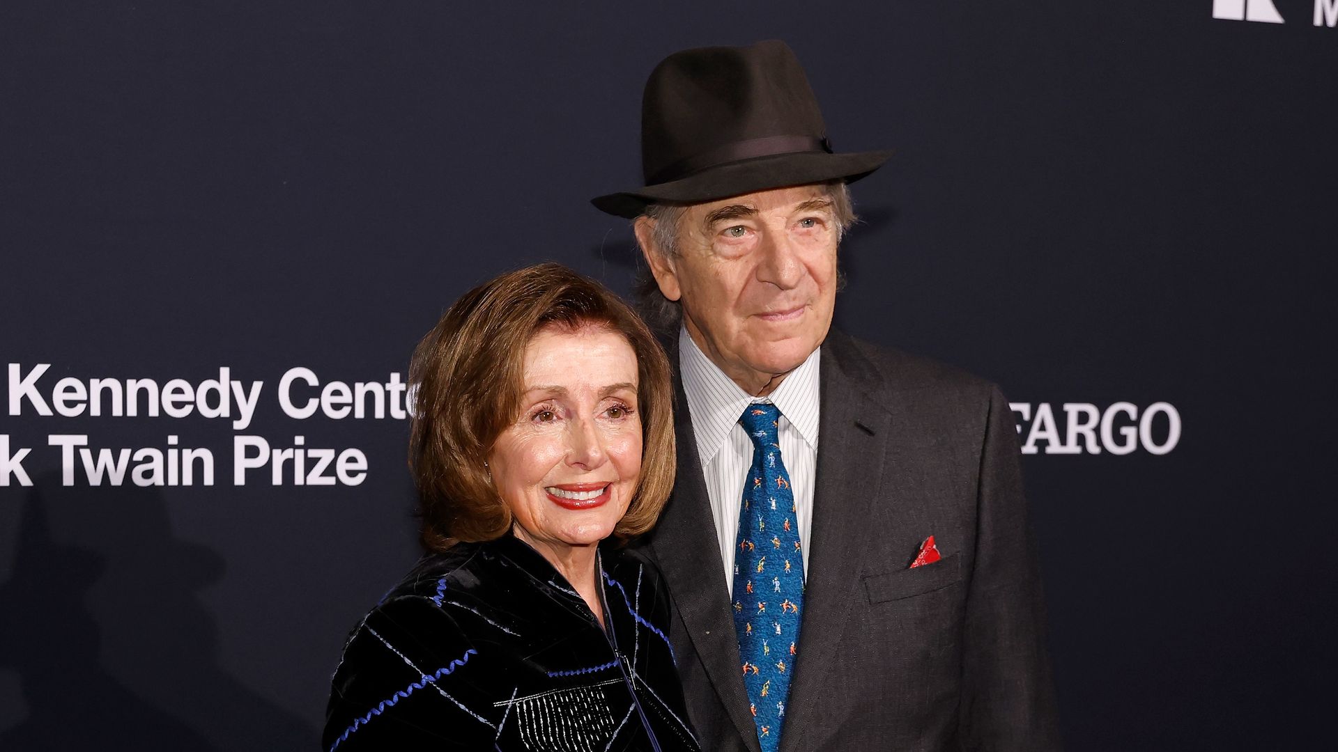 Nancy Pelosi and Paul Pelosi attend the 2023 Mark Twain Prize for American Humor presentation at The Kennedy Center on March 19