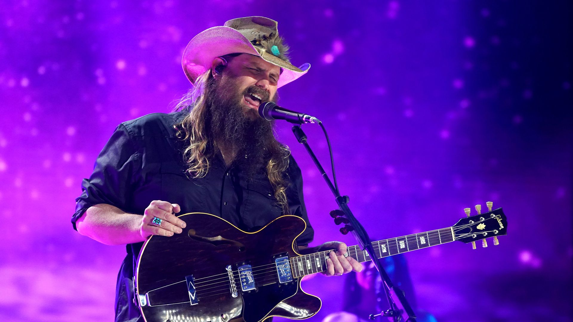 Chris Stapleton performs onstage for the 2021 CMT Music Awards at Bridgestone Arena on June 09, 2021 in Nashville, Tennessee.