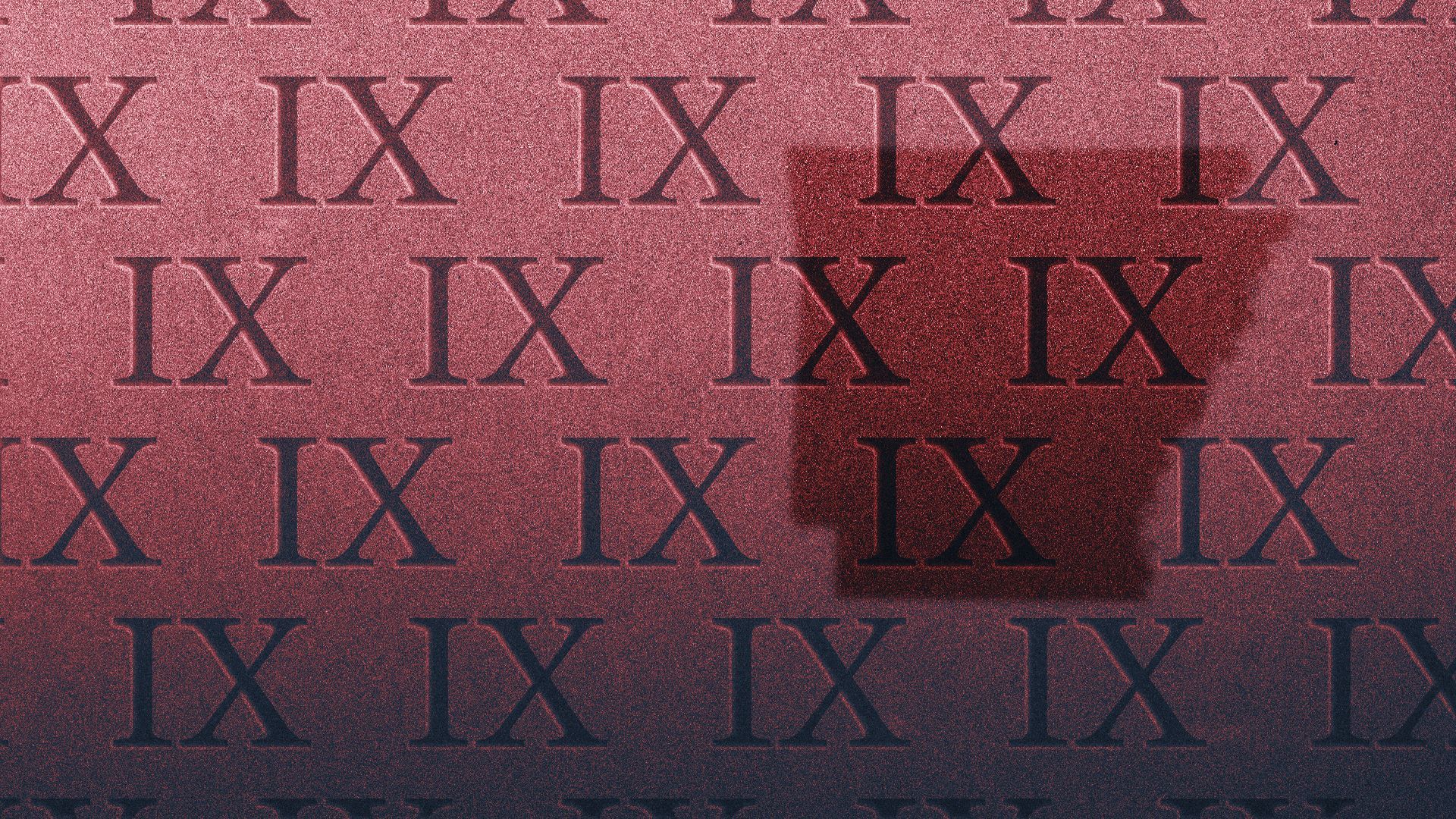 Illustration of the shadow of Arkansas on a pattern of Roman numeral IXes.
