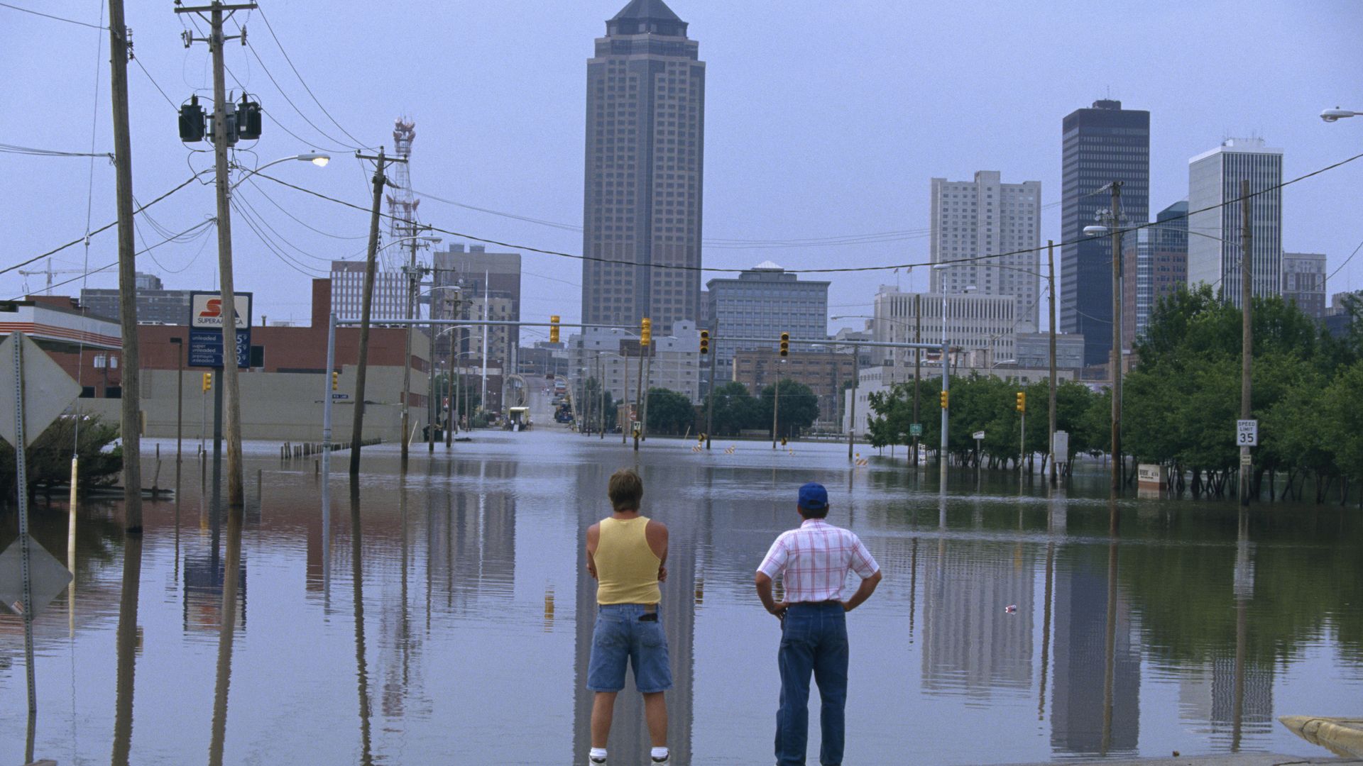 A photo of flooding in Des Moines.