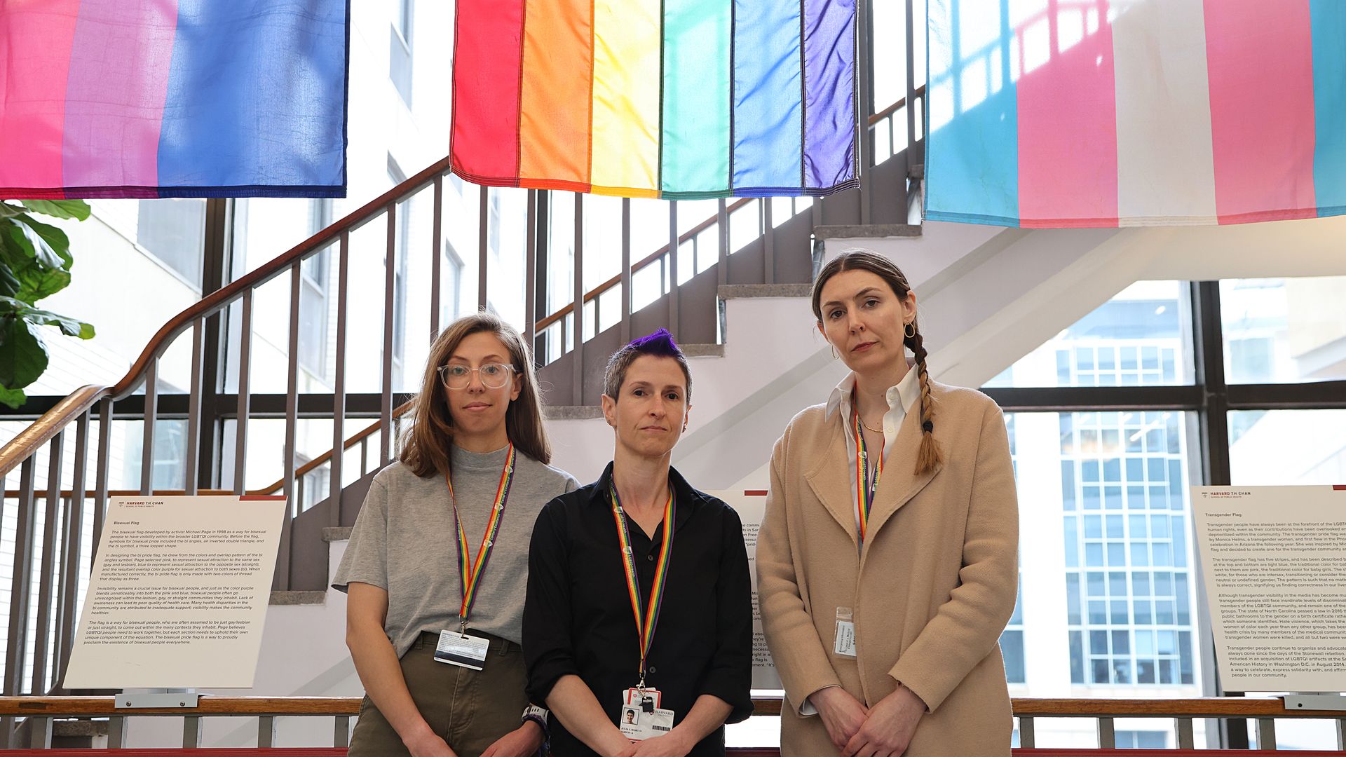 Boston, MA - March 25: From left, Ariel Beccia, an instructor at the LGBTQ Health Center of Excellence at the Harvard T.H. Chan School of Public Health, Julia Marcus, associate professor at Harvard Medical School and with the LGBTQ Health Center of Excellence, and Brittany Charlton, associate profes