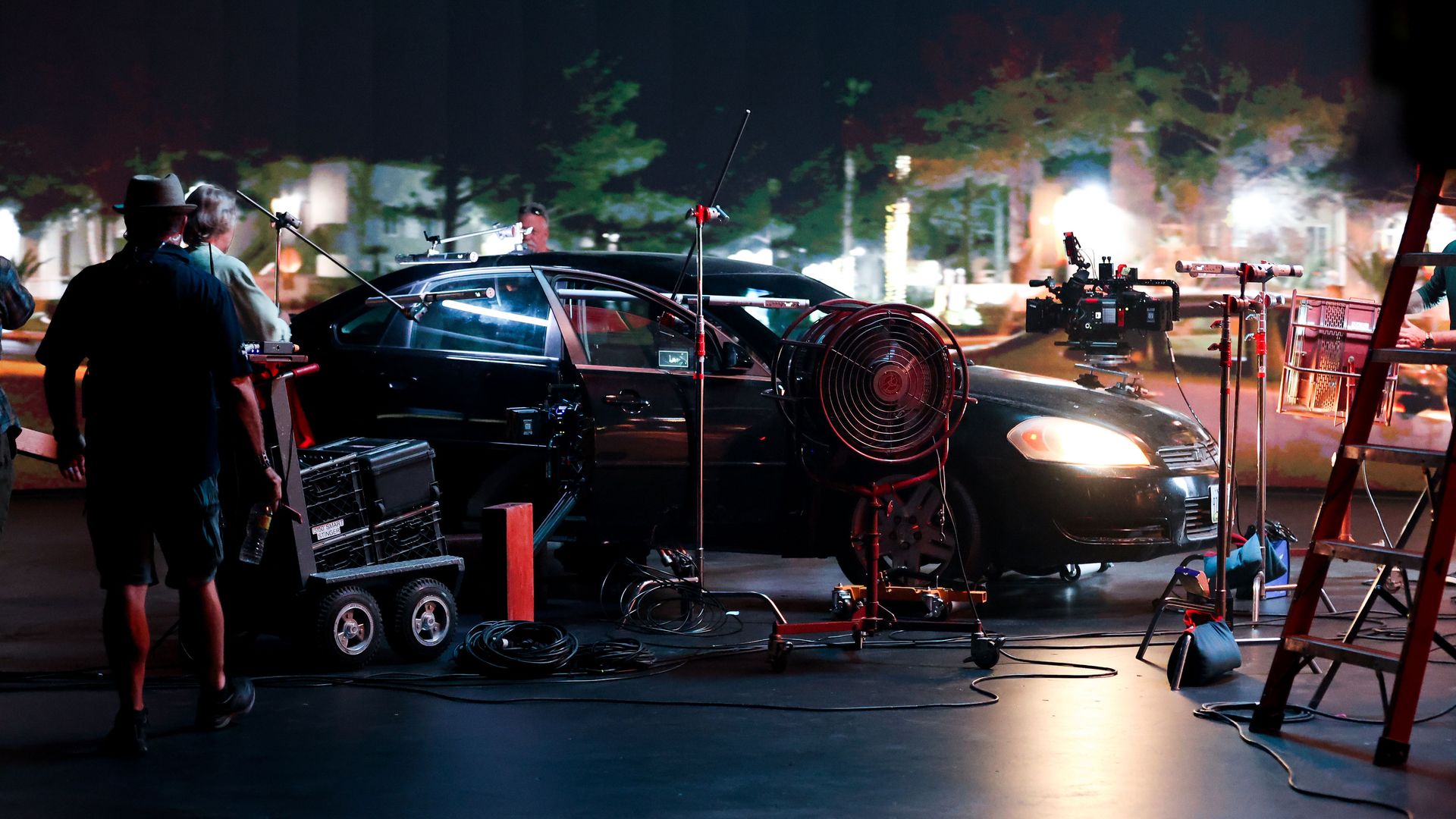 a car on the virtual set at Vū studios