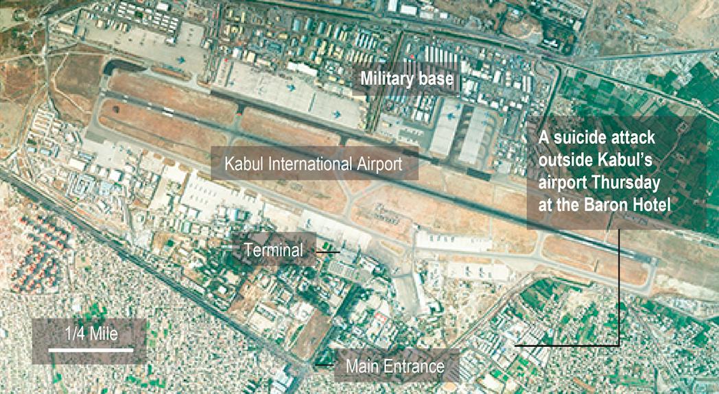 Aerial image showing Kabul International airport.