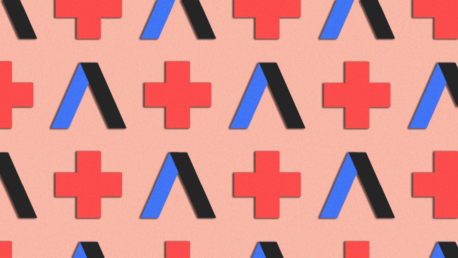 an illustration of repeating Axios logos and health pluses 