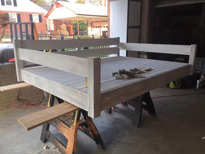 bed swing being built