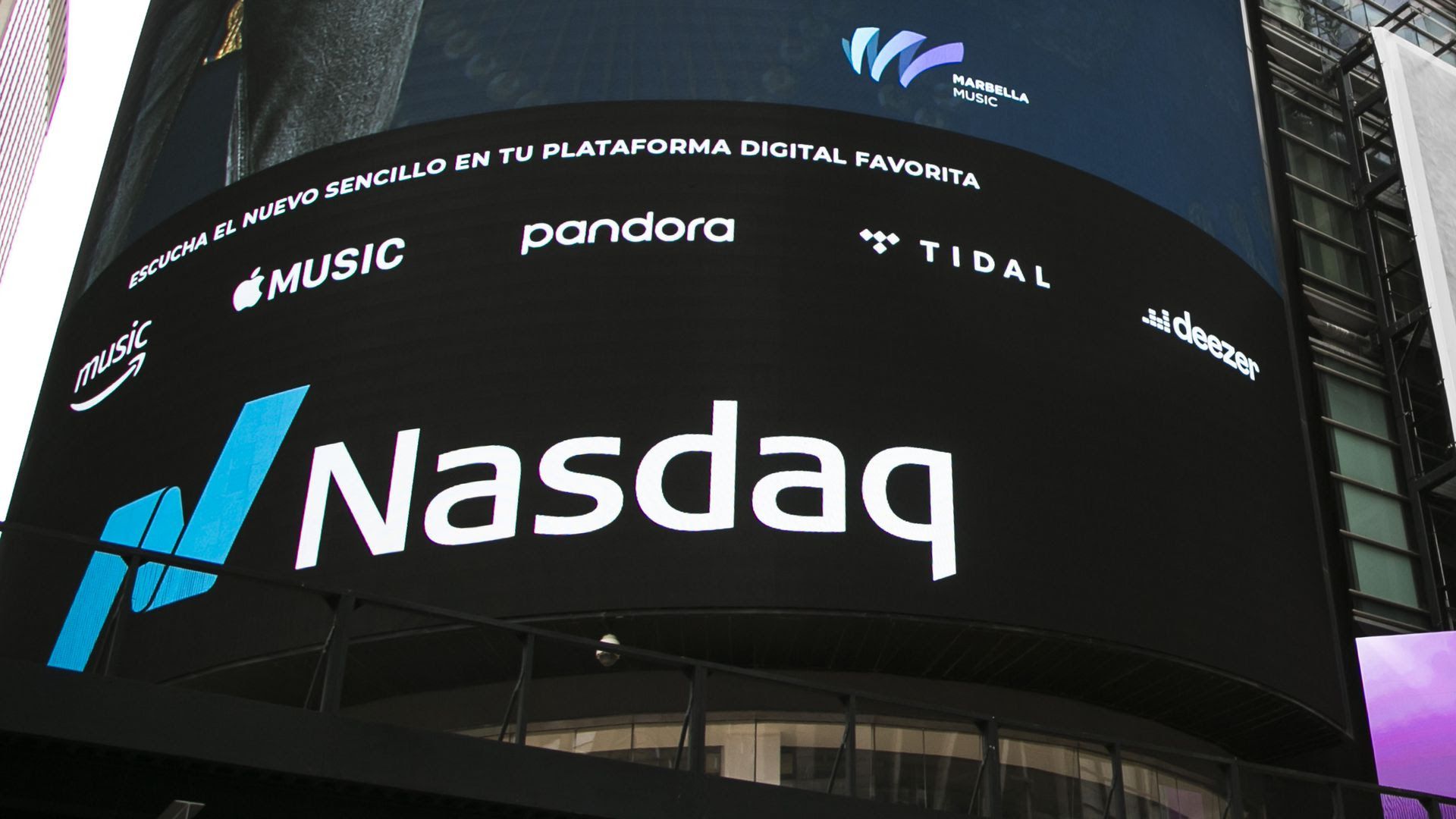 Image of a Nasdaq sign.