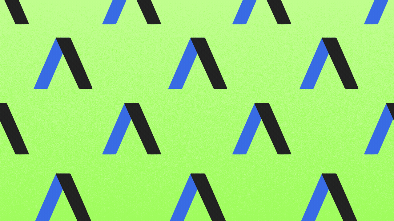 Animated illustration of a pattern of Axios logos changing into blue word balloons with black question marks in them.