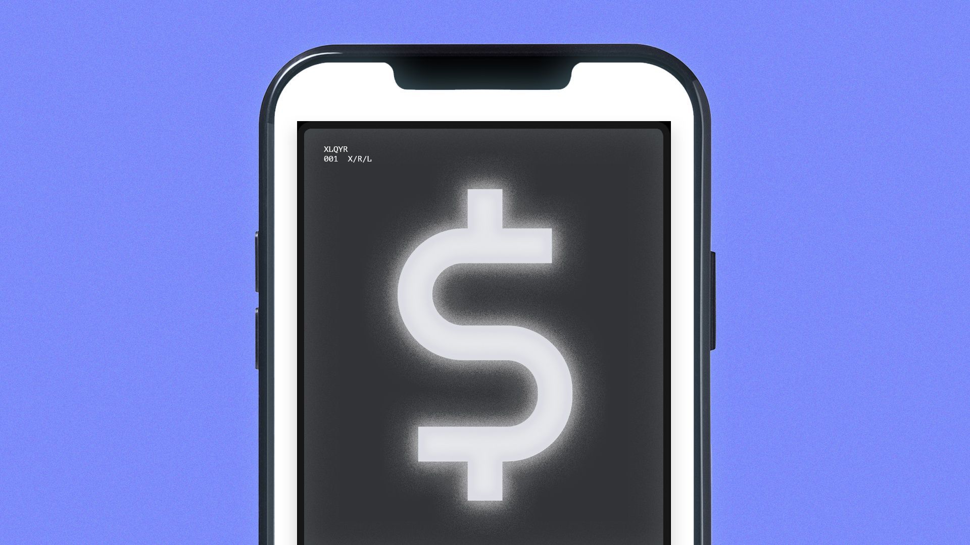Illustration of a phone with an x-ray image of a dollar sign.