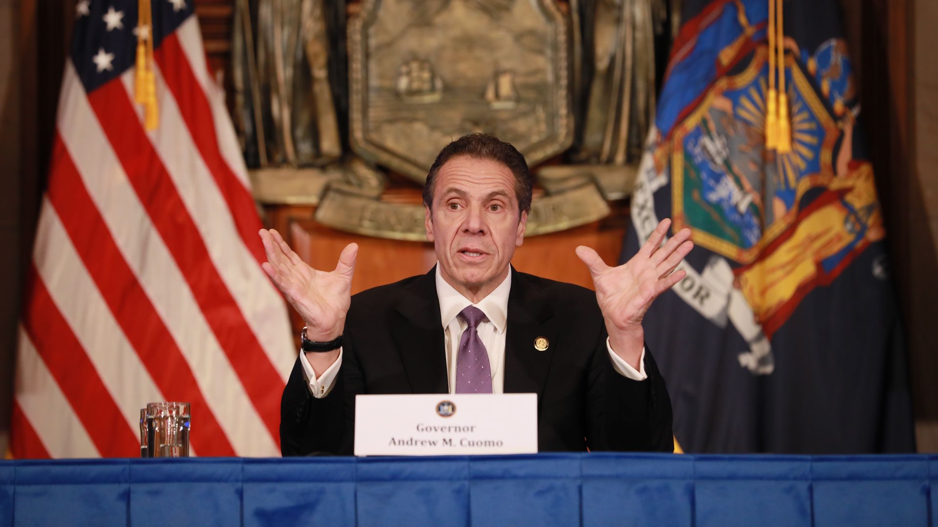  New York Governor Andrew Cuomo gives his a press briefing about the coronavirus crisis on April 17
