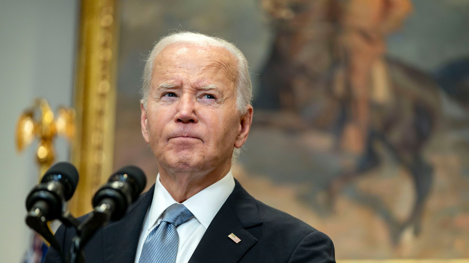 President Joe Biden in the Roosevelt Room of the White House in Washington, DC, US, on Sunday, July 14, 2024. 