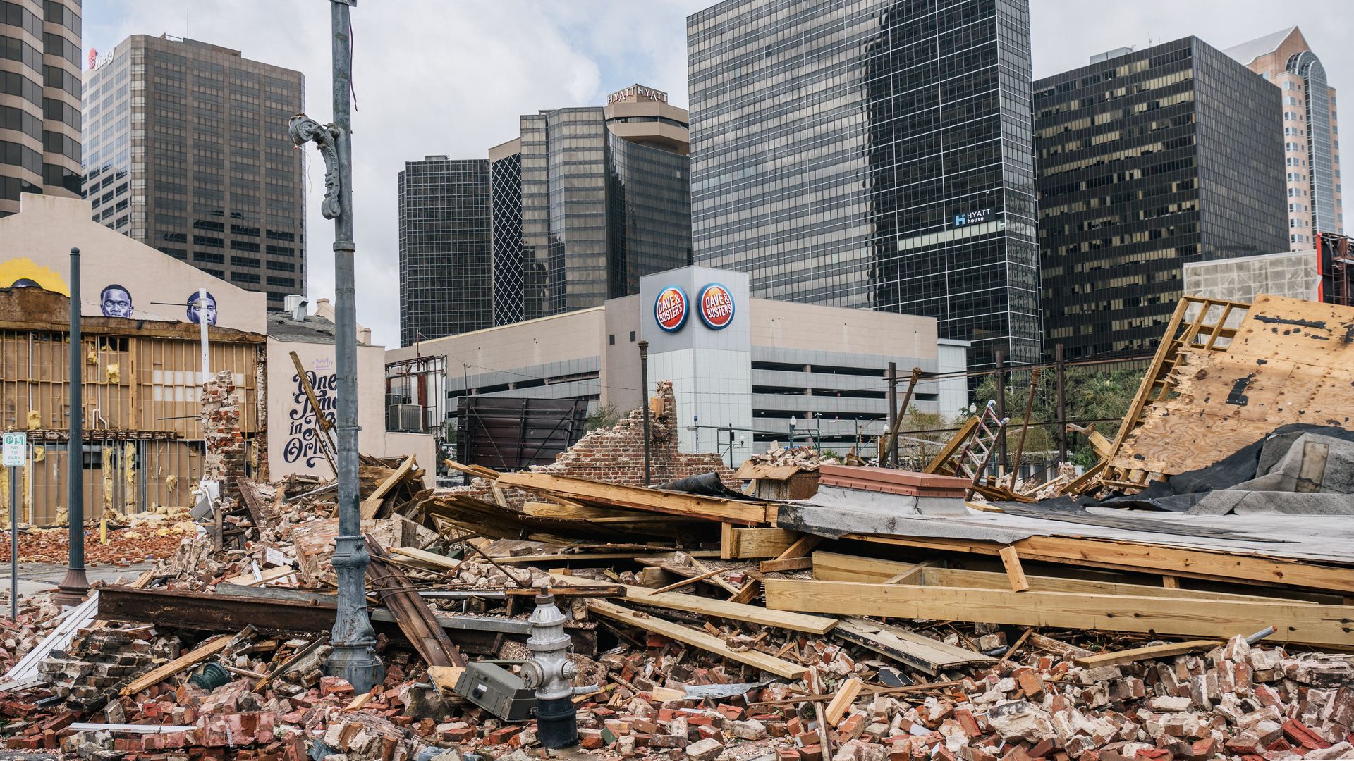 A building was destroyed after Hurricane Ida passed through on August 30, 2021 in New Orleans, Louisiana.