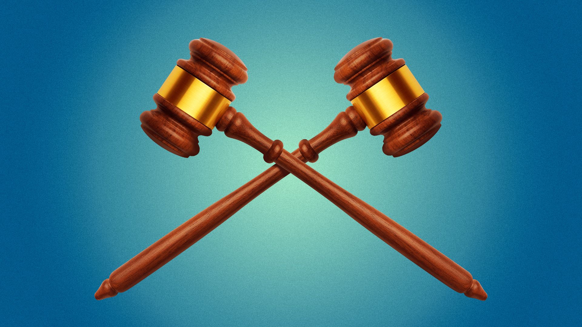 Illustration of two gavels in a dueling position. 