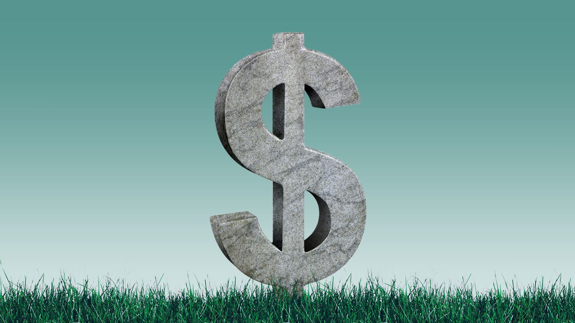 Illustration of a dollar sign growing in grass 