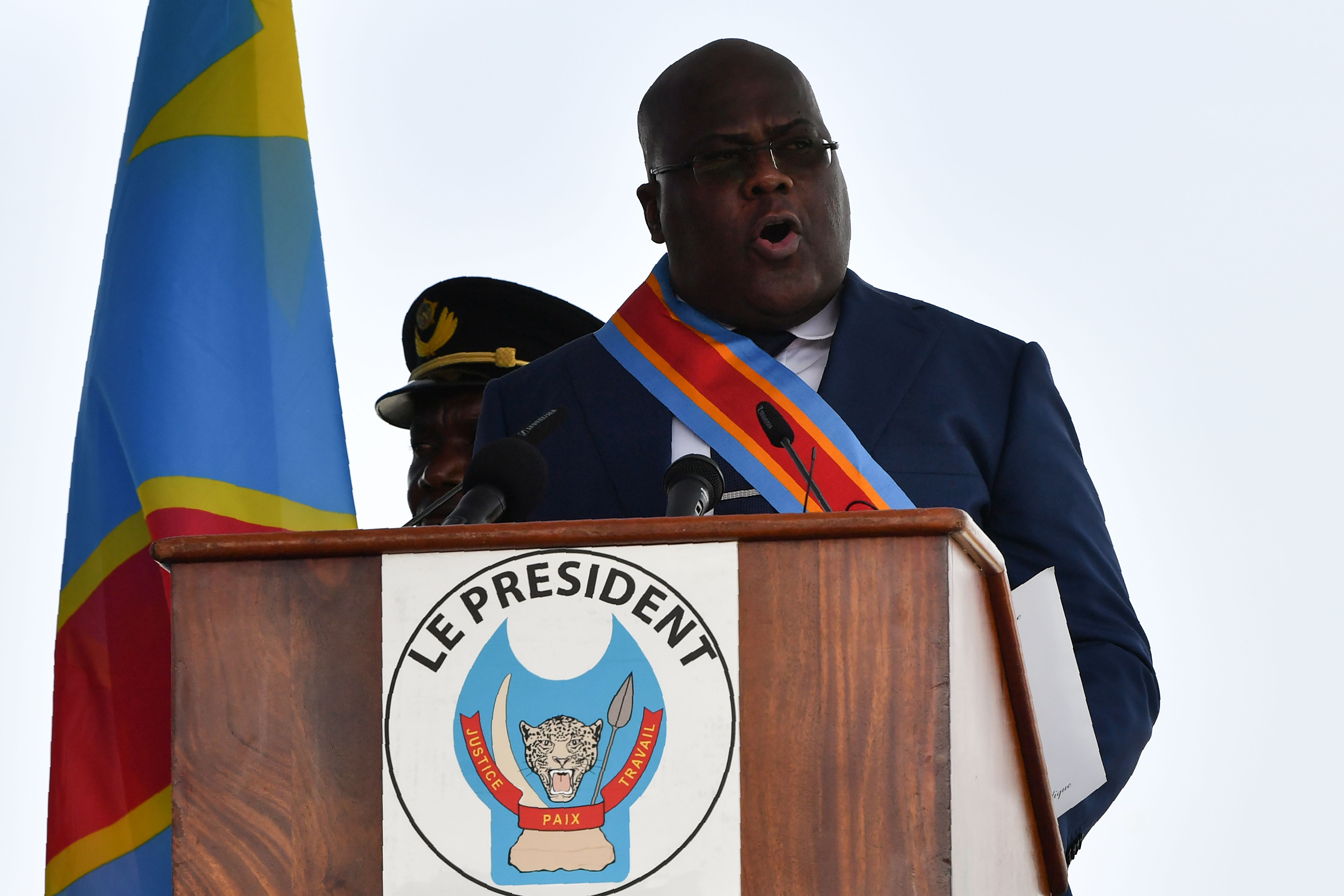 Democratic Republic of the Congo's newly inaugurated President Felix Tshisekedi delivers a speech