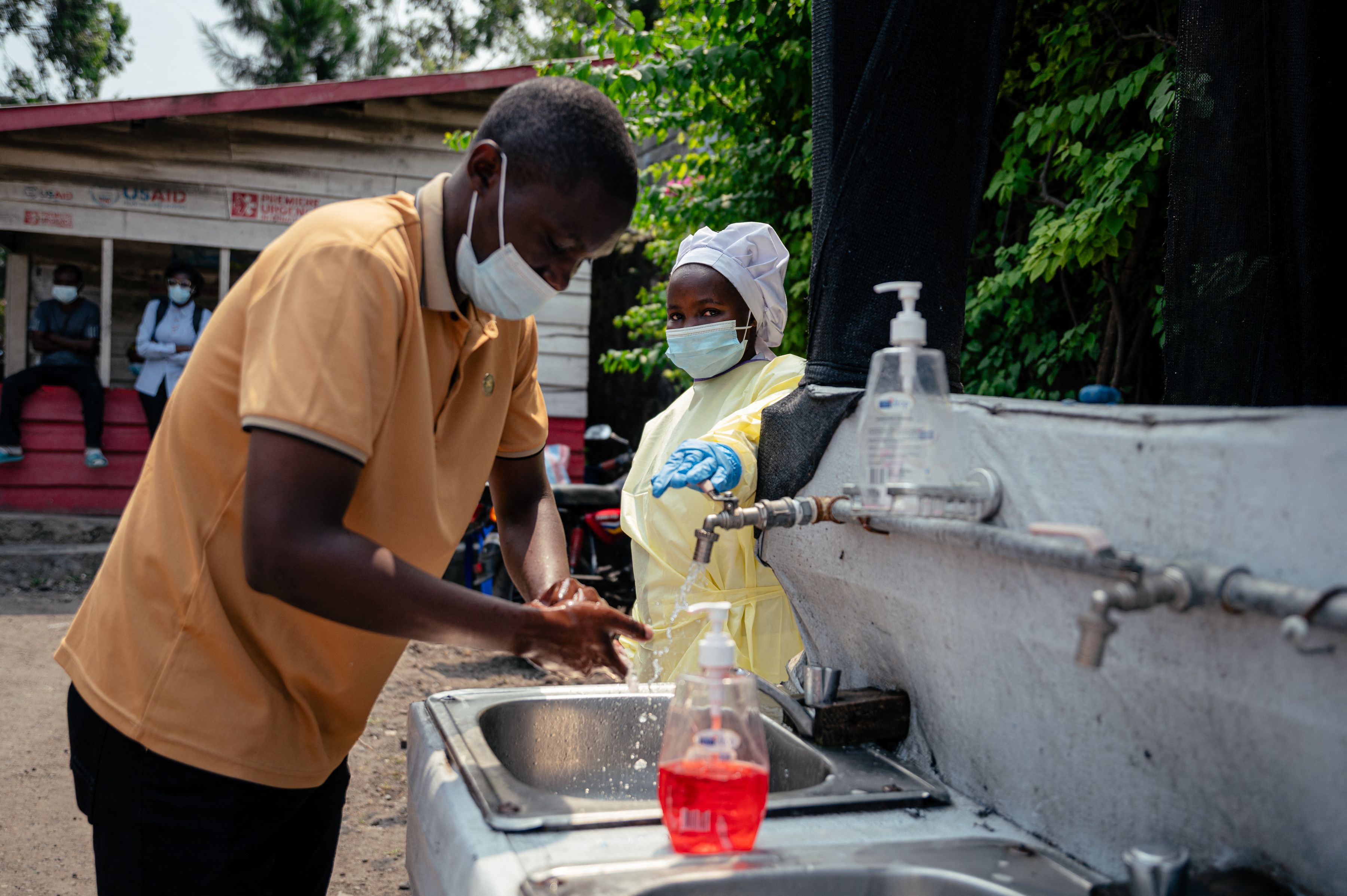 A visitor washes his hands before entering a hospital today in Goma, Congo. Photo: Jospin Mwisha/AFP via Getty Images