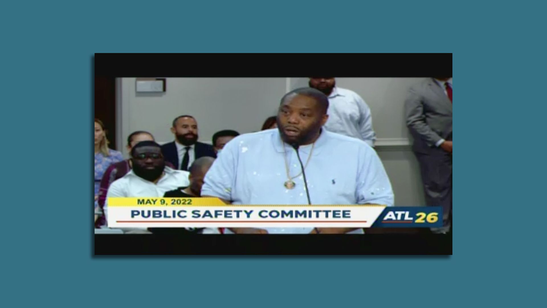 A screenshot of Michael Render, the Atlanta rapper and businessman better known as KIller Mike, speaking at an Atlanta City Council meeting