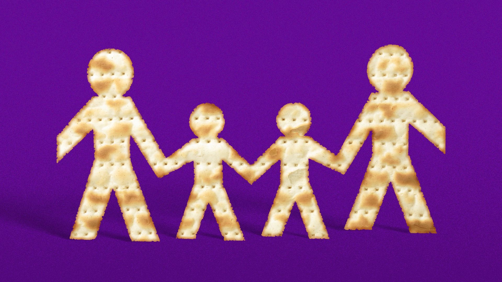 Illustration of a matzo in the shape of a family of four.