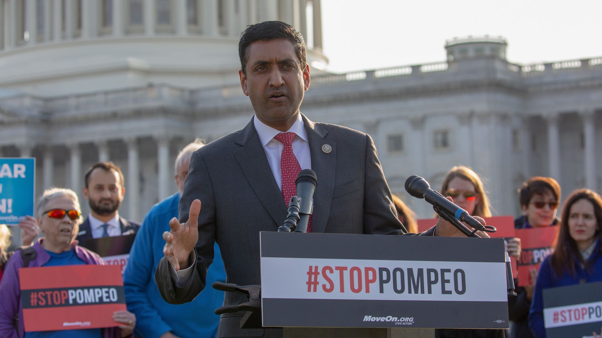 U.S. Rep Ro Khanna, speaking at a rally