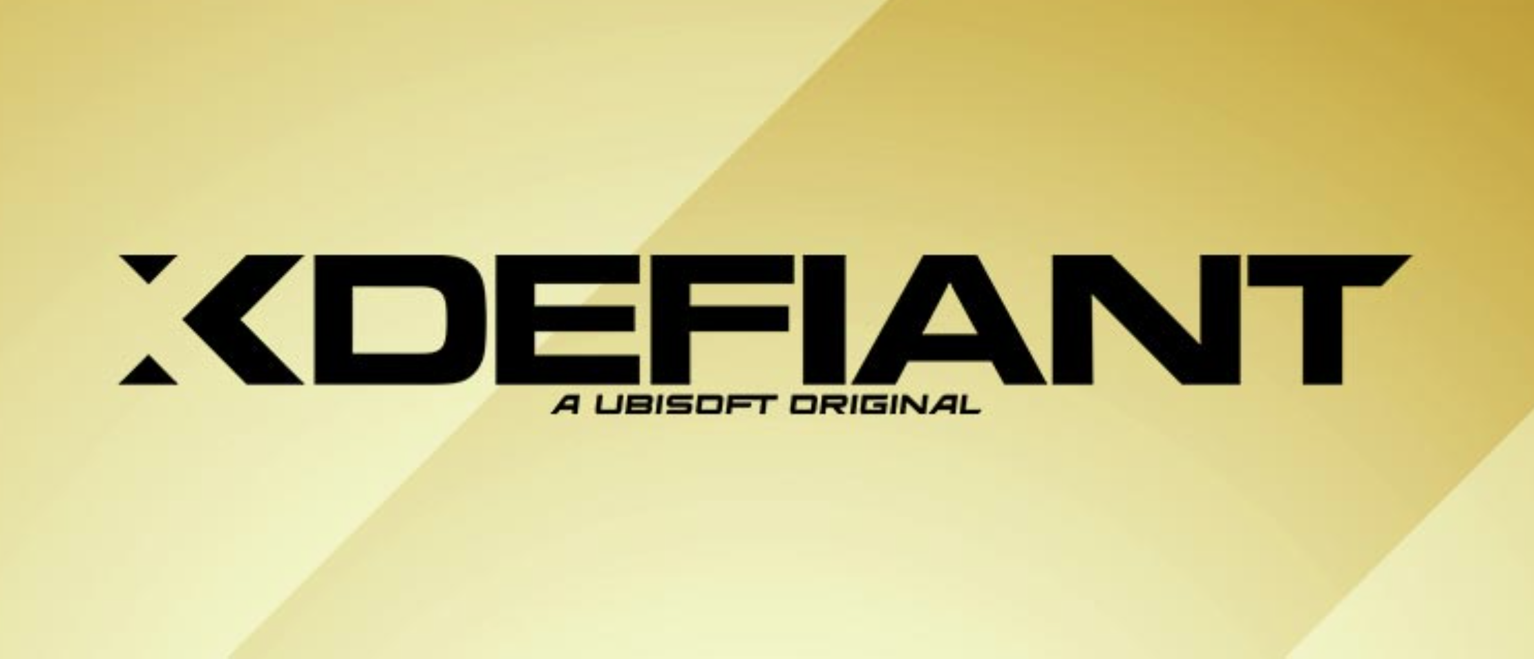 Screenshot of the game title Xdefiant in front of a gold background