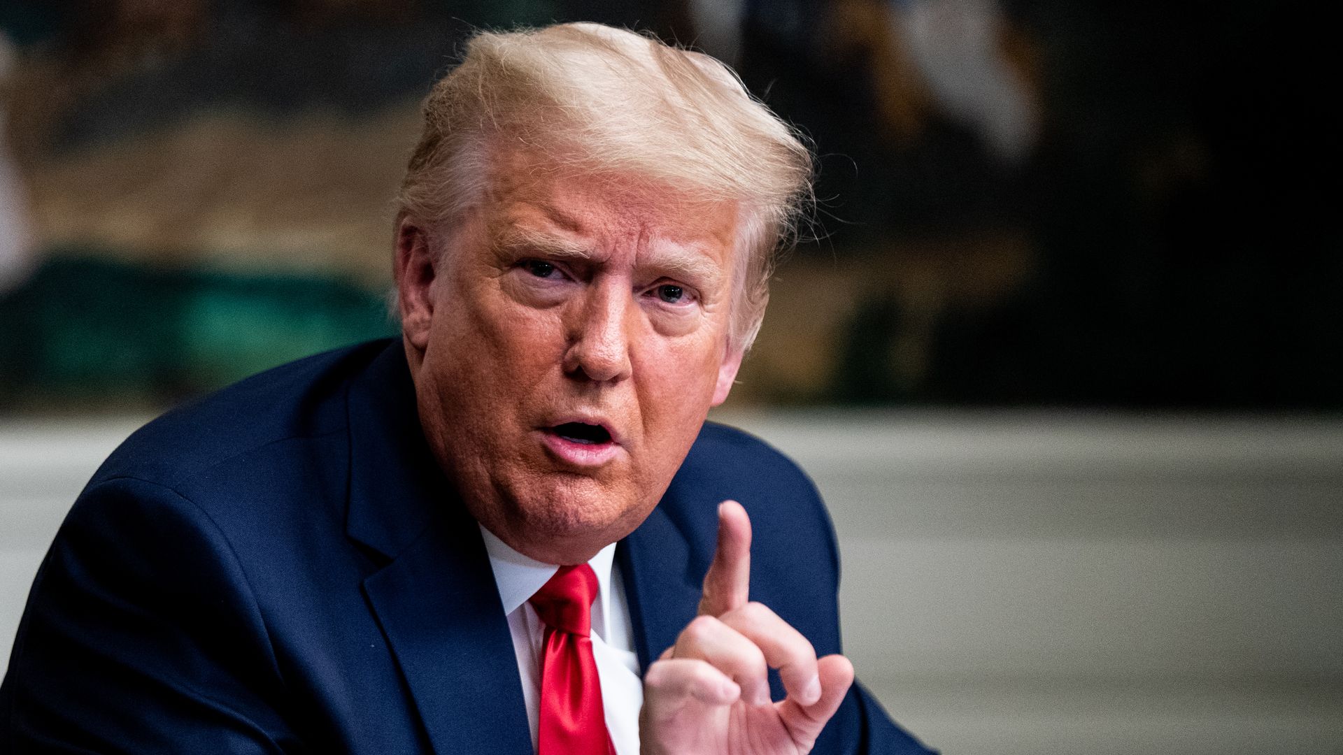  President Donald Trump speaks in the Diplomatic Room of the White House on Thanksgiving