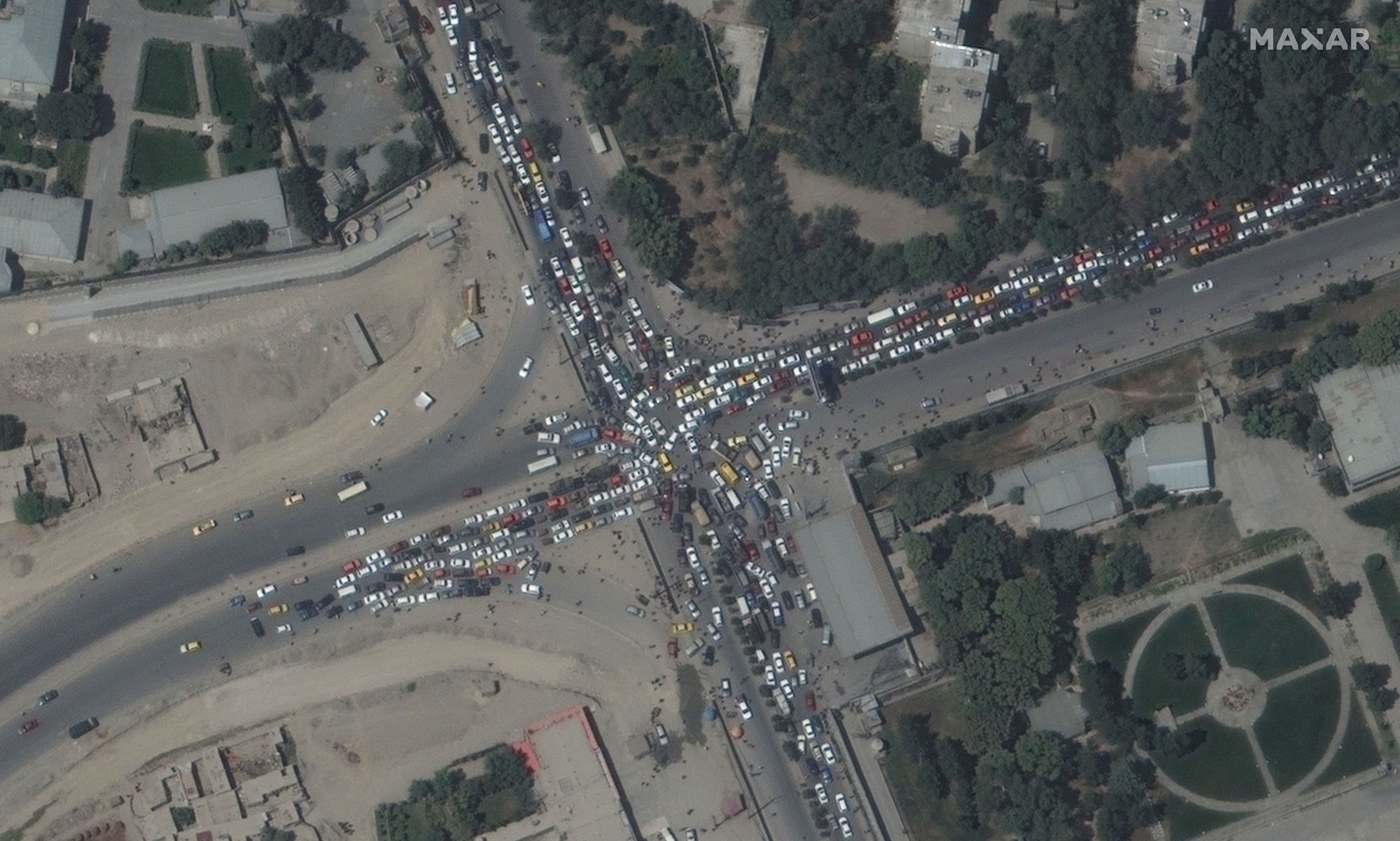 Traffic jam outside Kabul airport