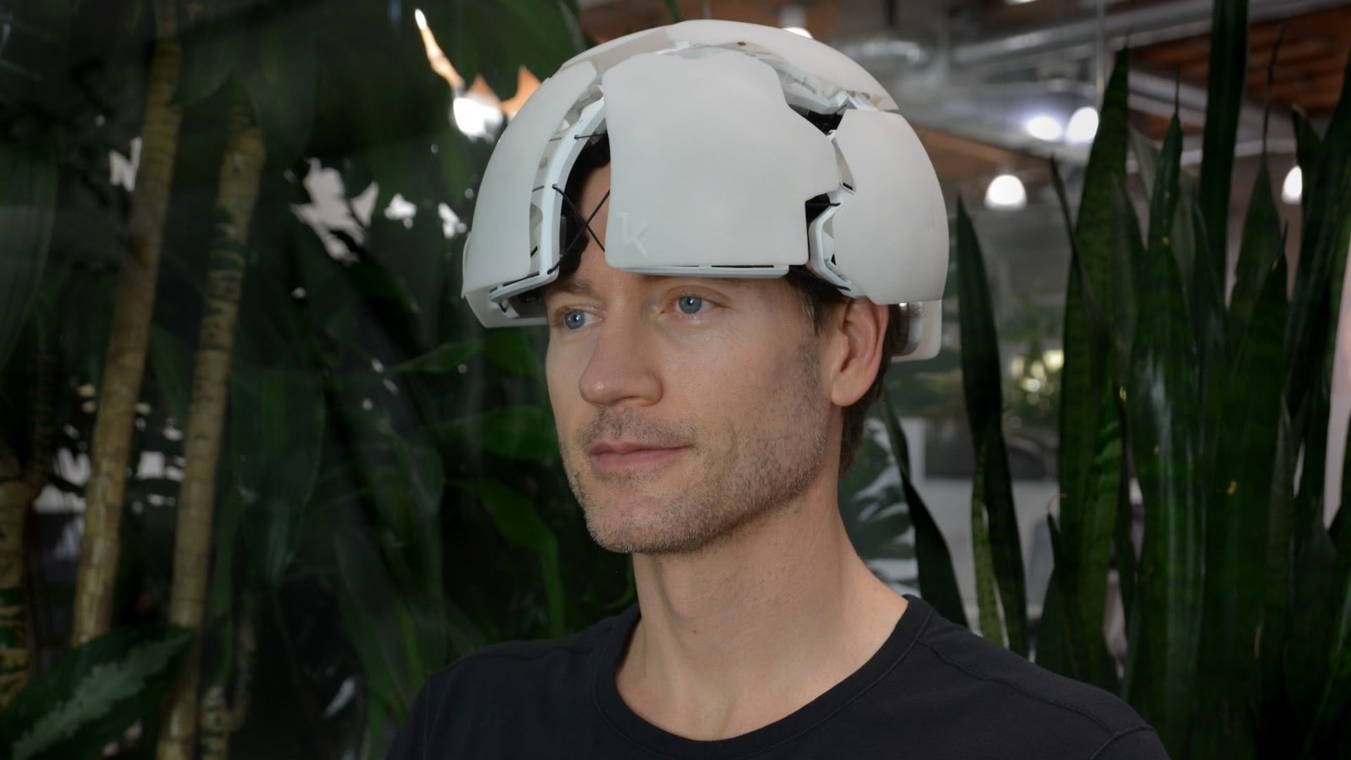 Kernel founder and CEO Bryan Johnson wearing the Kernel device