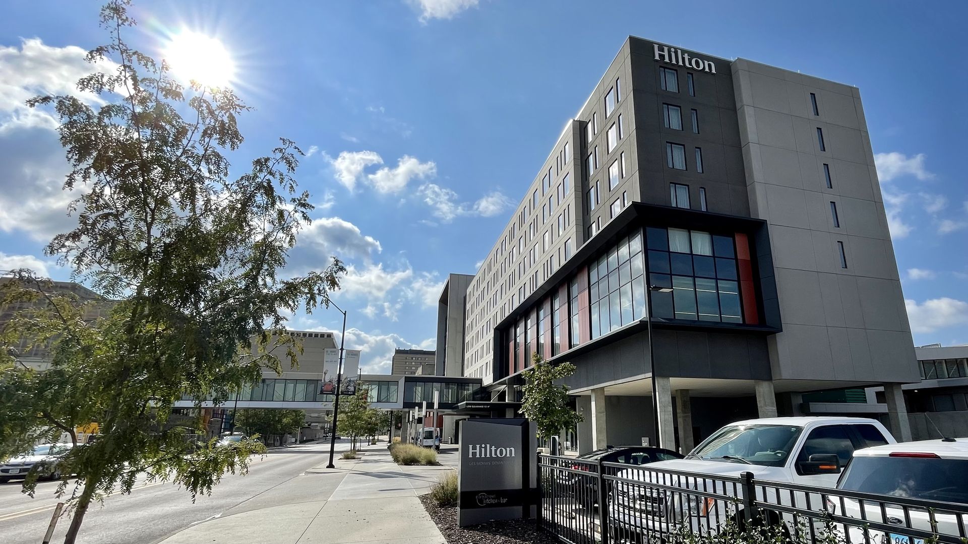 A photo of the downtown Hilton Hotel.