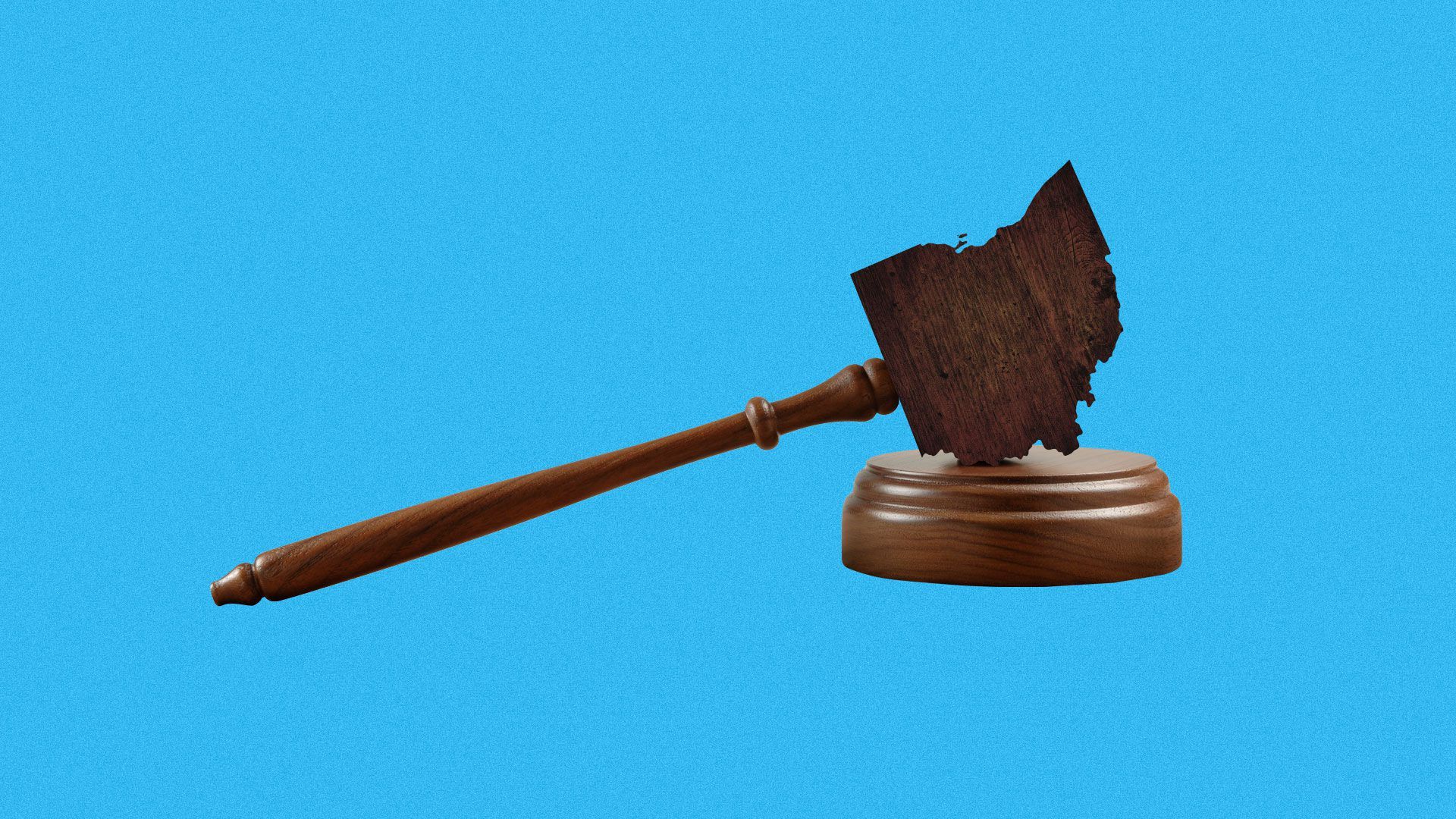 Illustration of a gavel in the shape of Ohio.