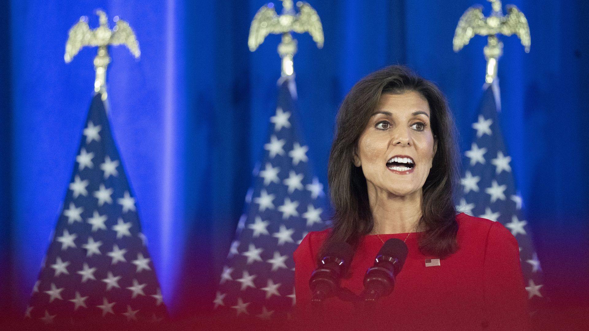 Republican presidential candidate, former U.N. Ambassador Nikki Haley announces the suspension of he