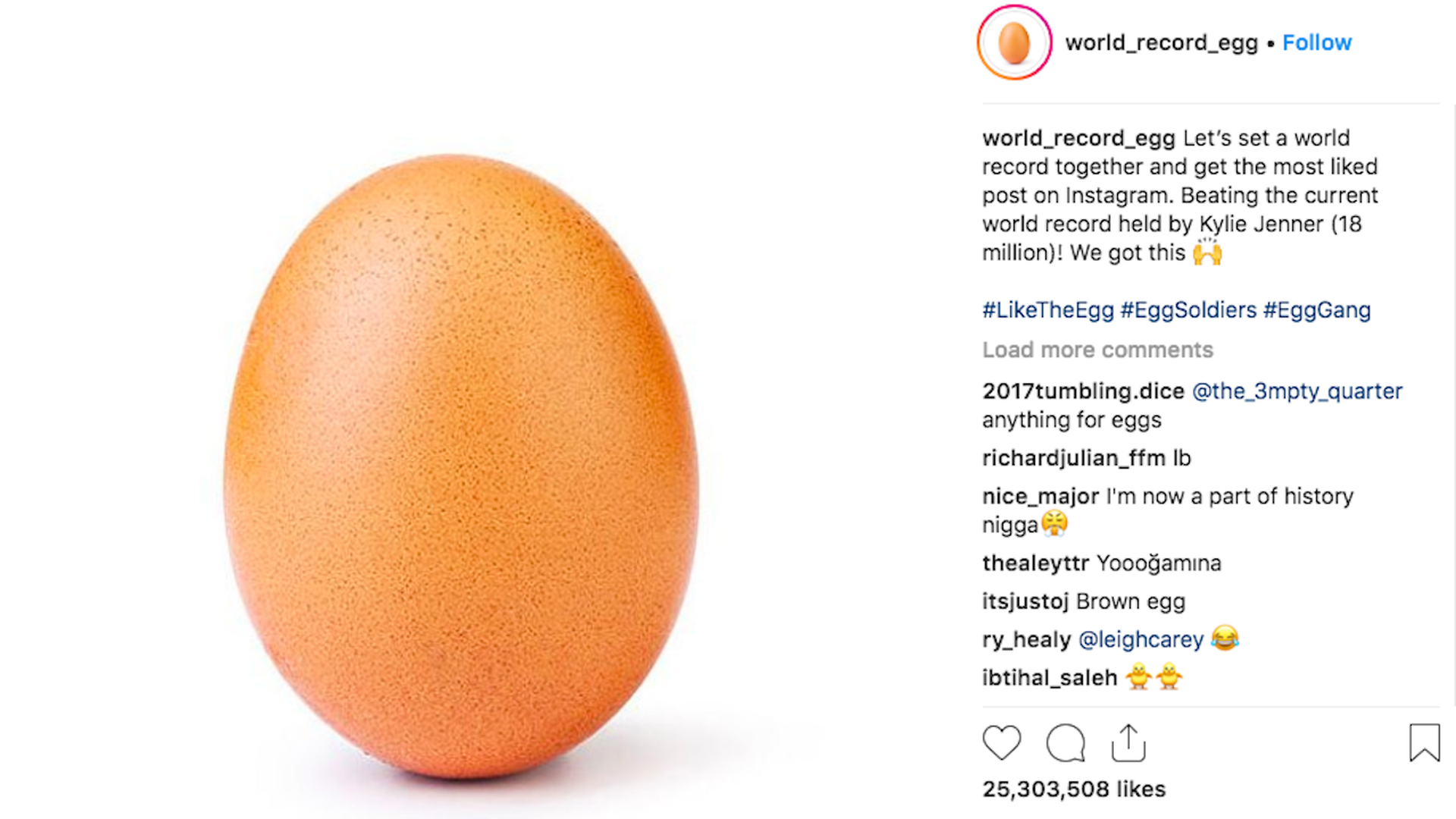 How an egg became Instagram's most-liked photo ever - Axios