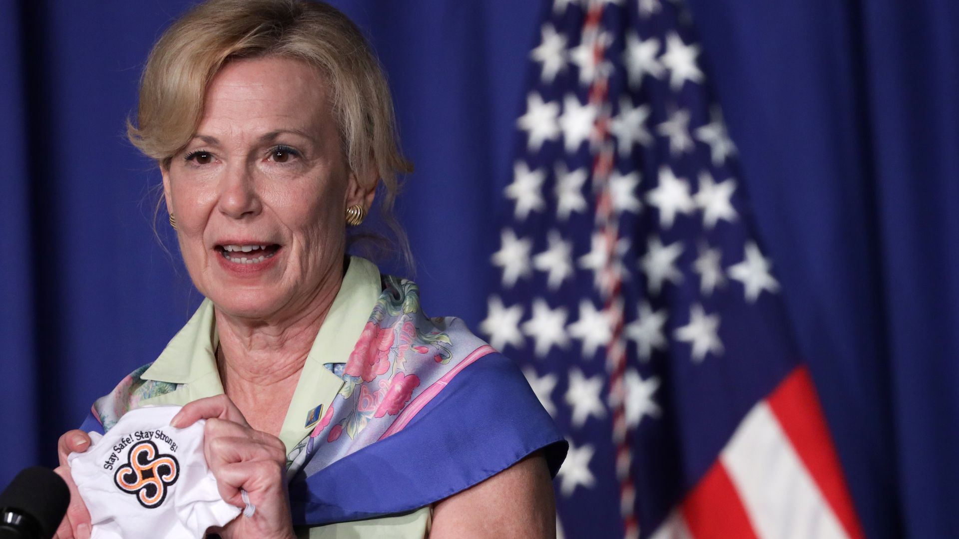 White House coronavirus response coordinator Deborah Birx during a White House Coronavirus Task Force press briefing at the U.S. Department of Education July 8, 2020 in Washington, DC