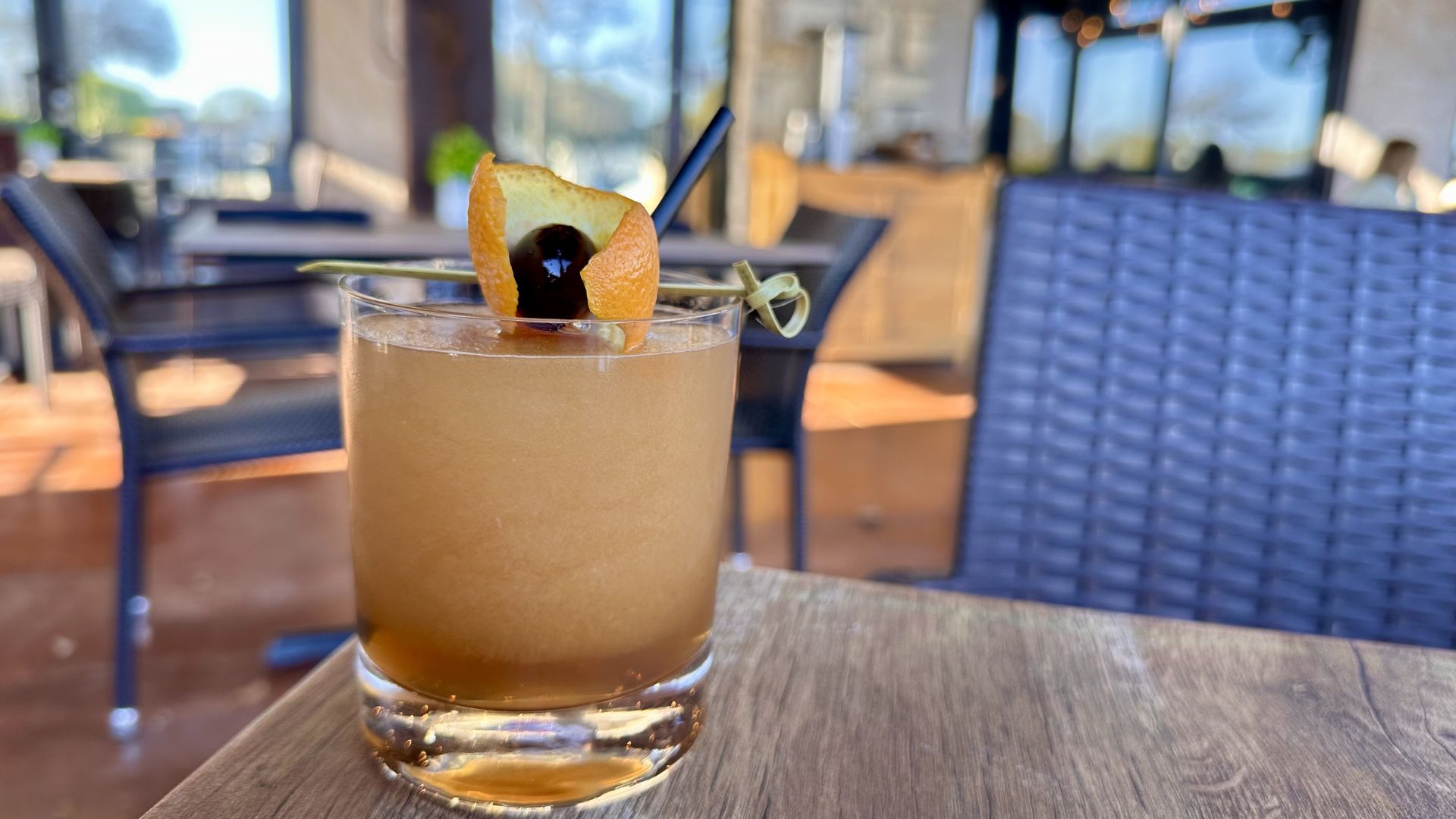 A cocktail on a table